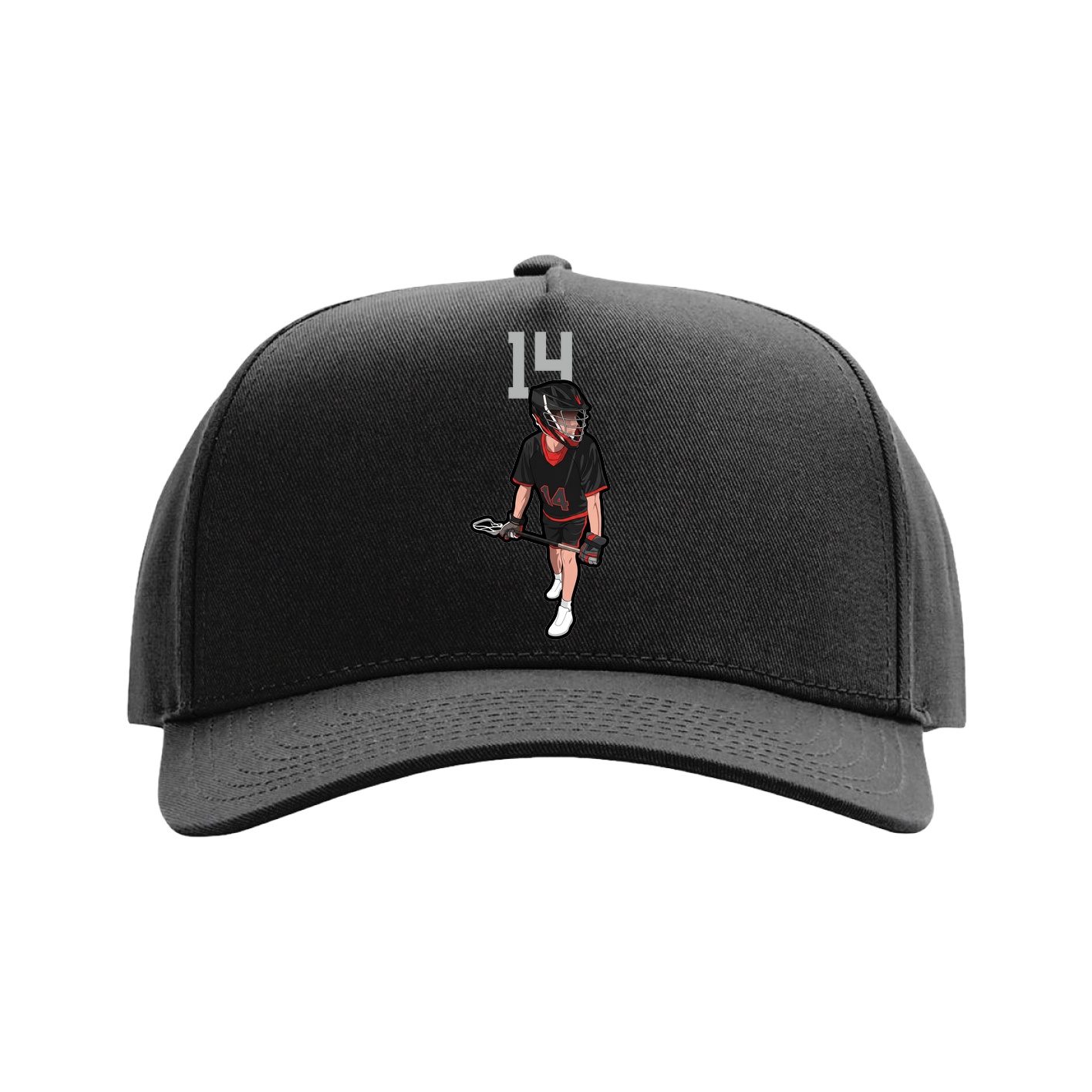 Full Fabric Five-Panel Champ Cap — Number Top in Black