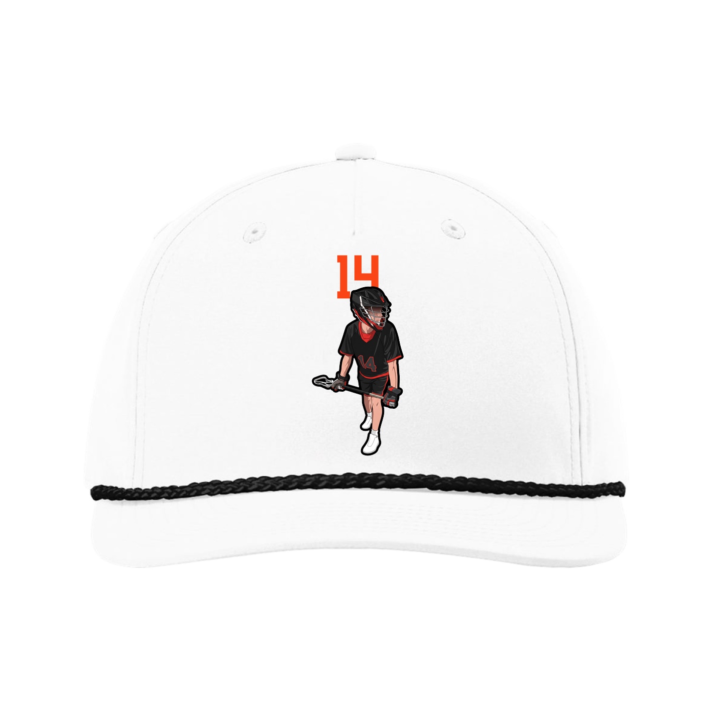 Five-Panel Classic Rope Cap — Number Top in White
