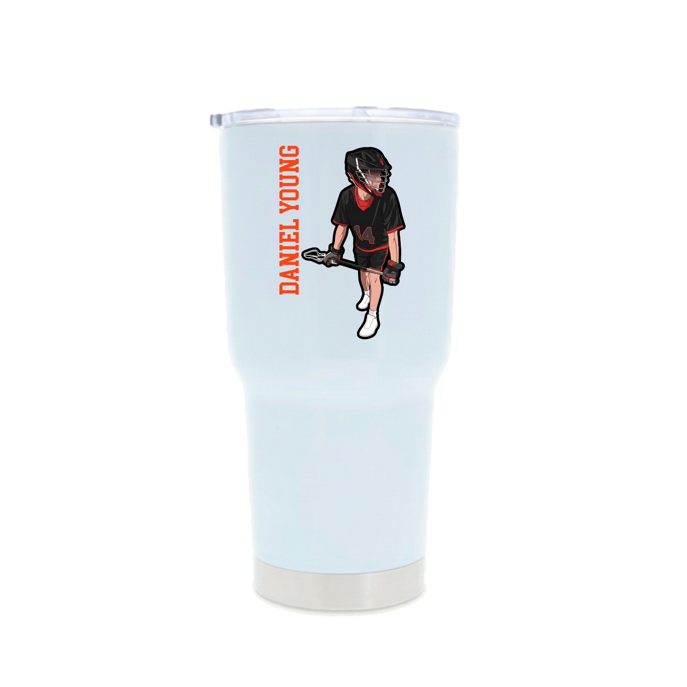 30oz Stainless Steel Tumbler — Name Vertical in White