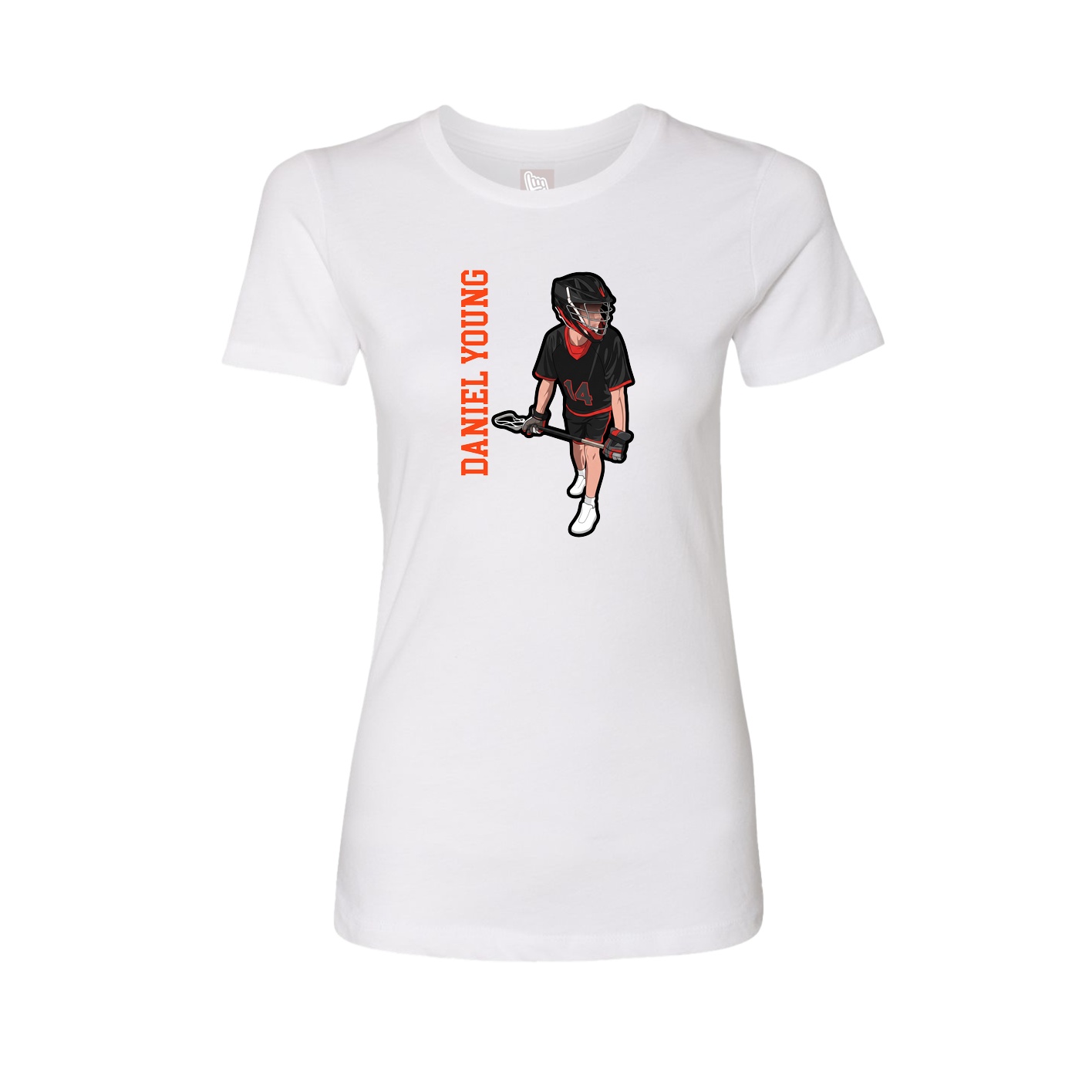 Fitted Women's Tee — Name Vertical in White
