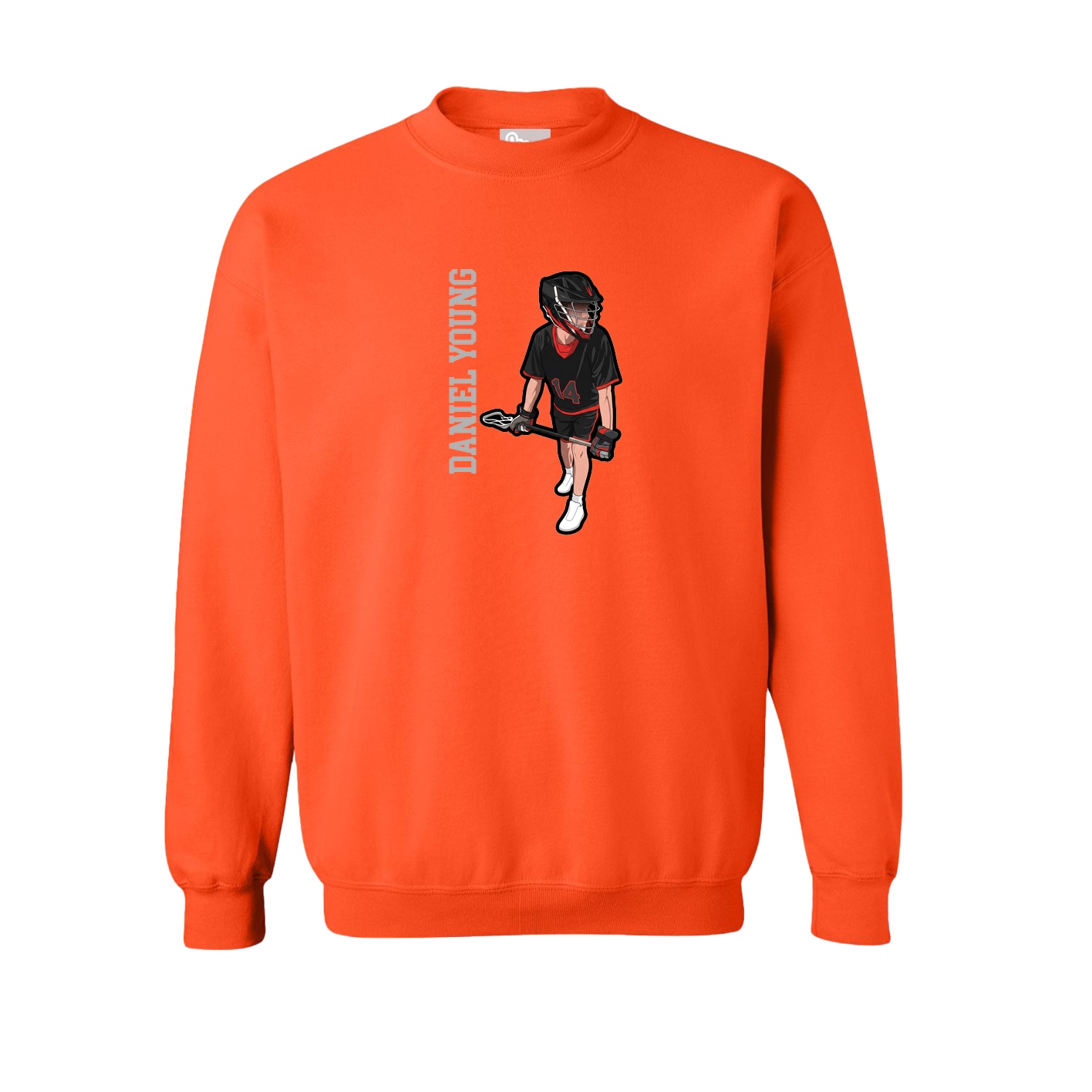 Fleece Crew — Name Vertical in Orange