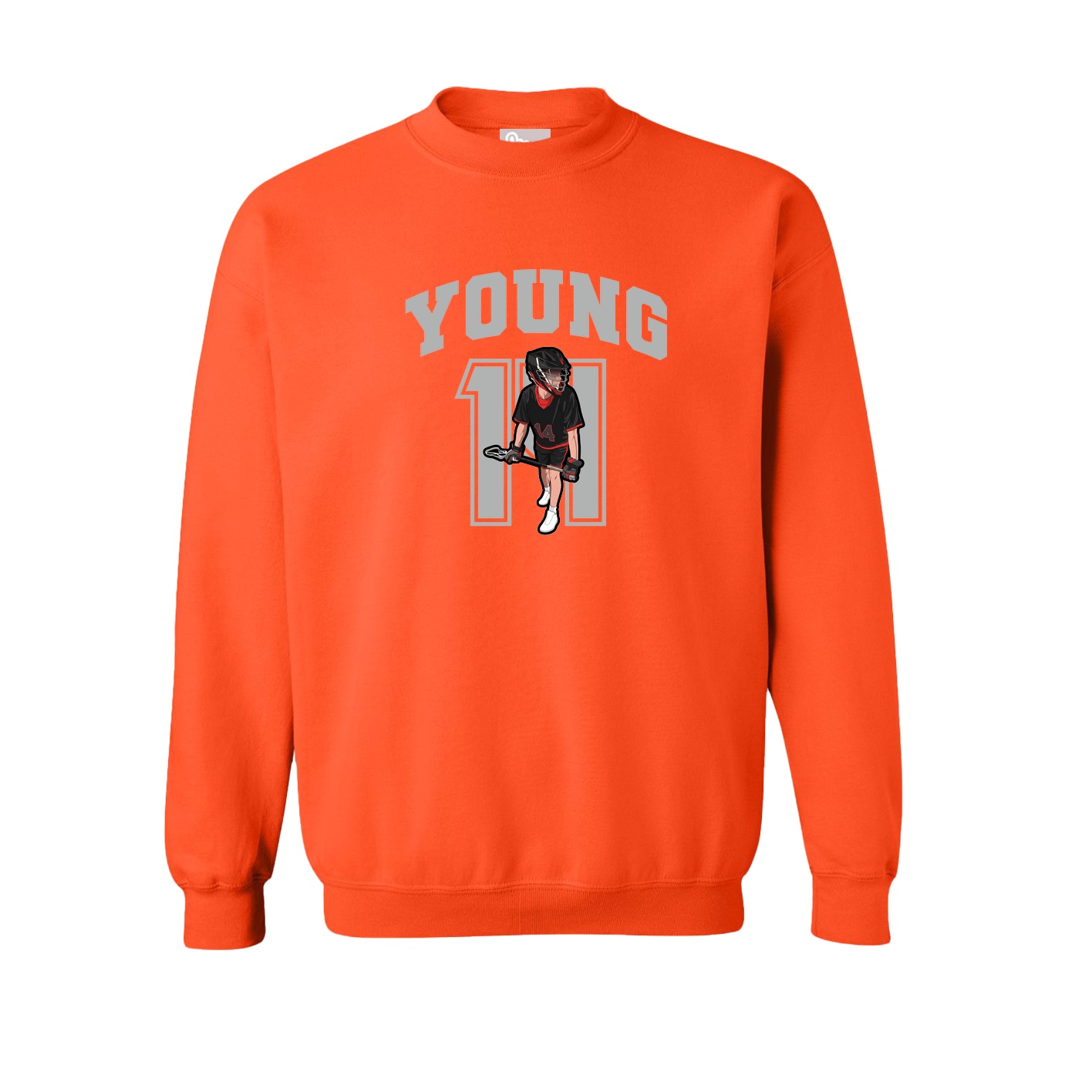 Fleece Crew — Number in Orange