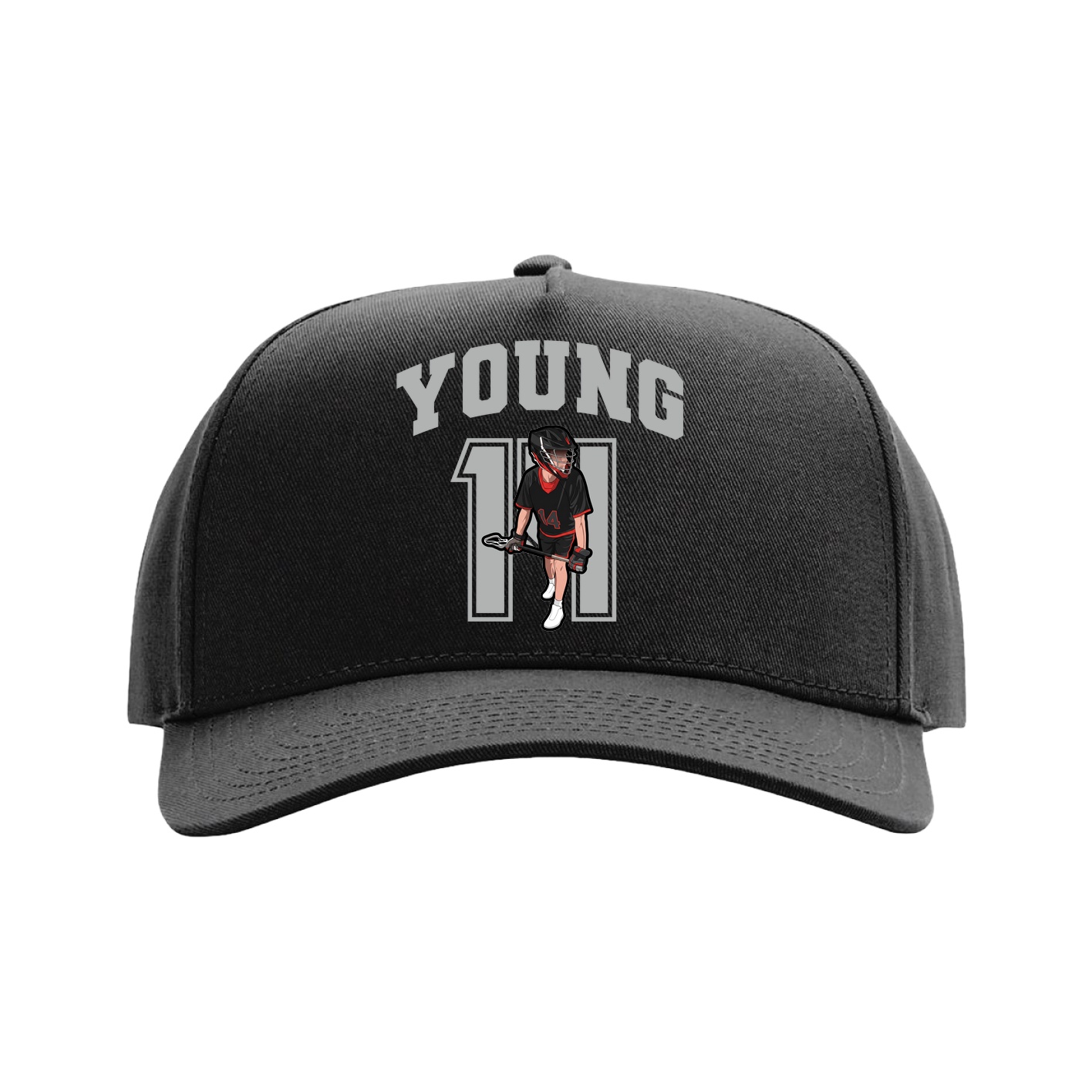 Full Fabric Five-Panel Champ Cap — Number in Black