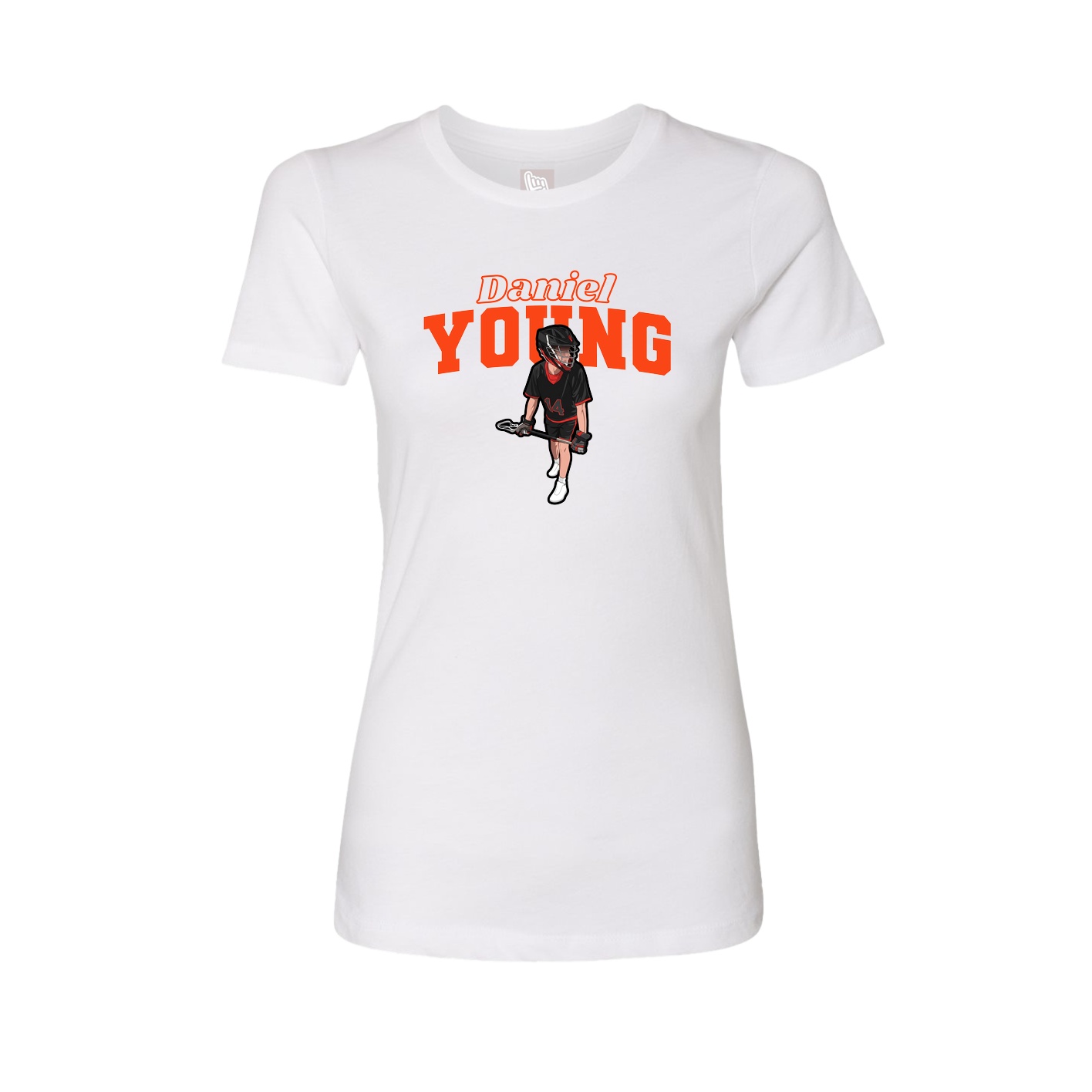 Fitted Women's Tee — Name Arch in White