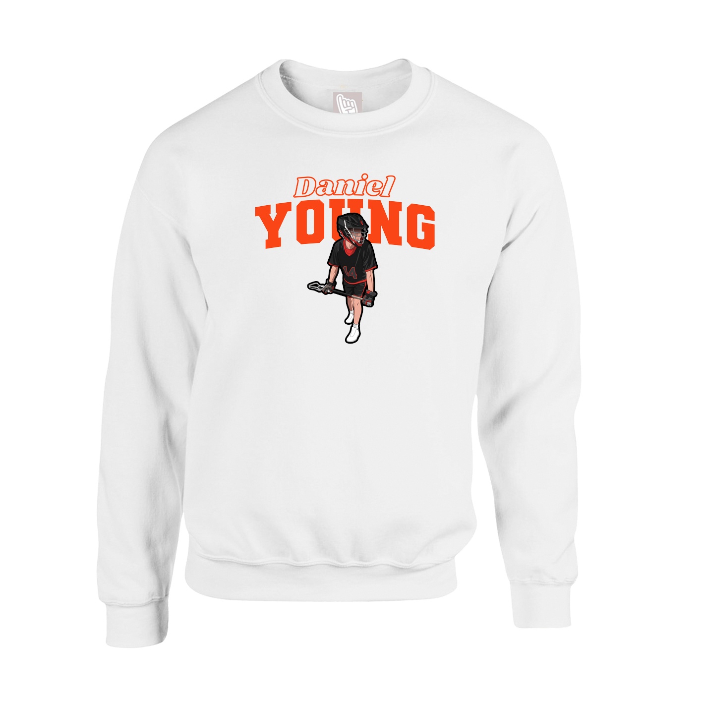 Fleece Crew — Name Arch in White