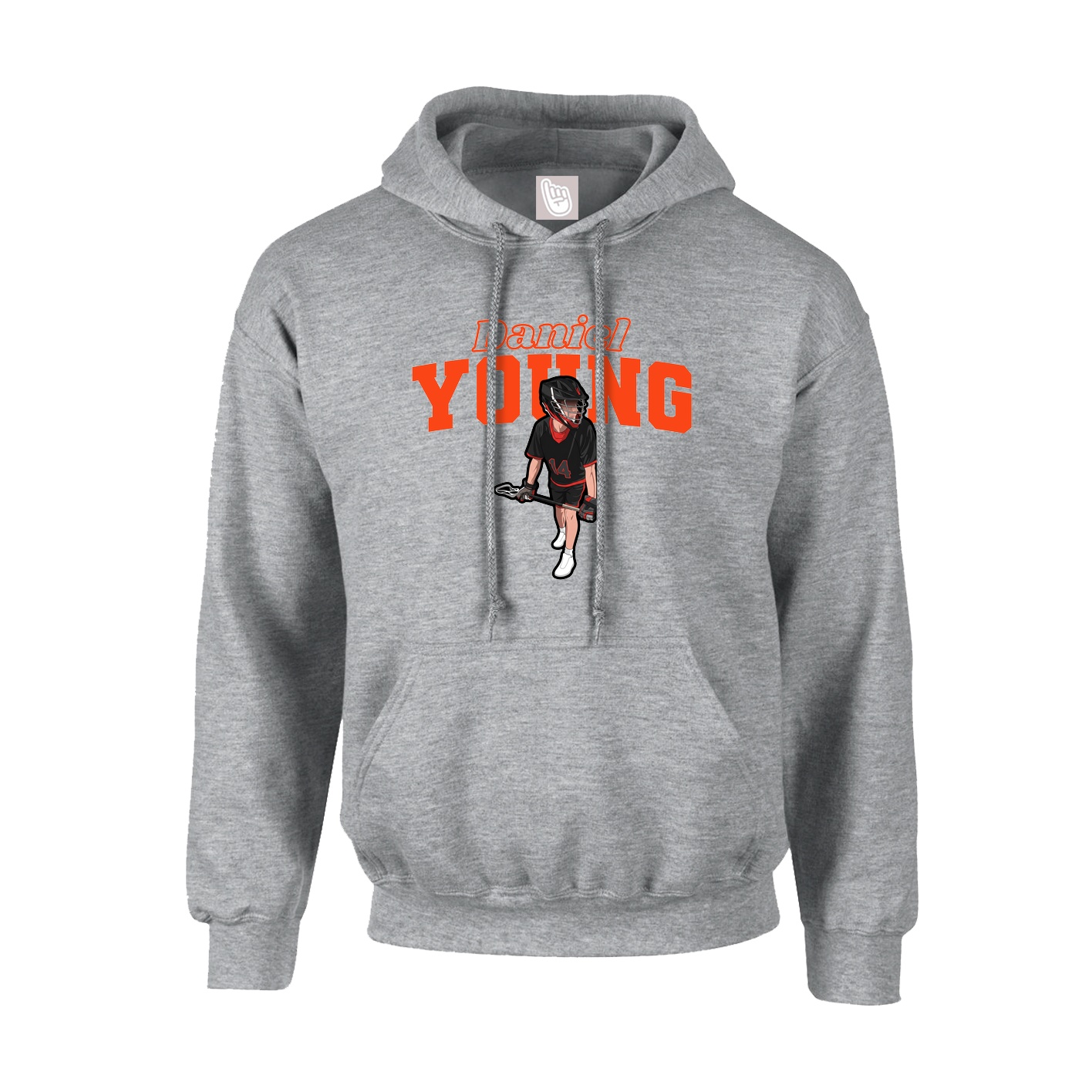 Youth Hoodie — Name Arch in Grey