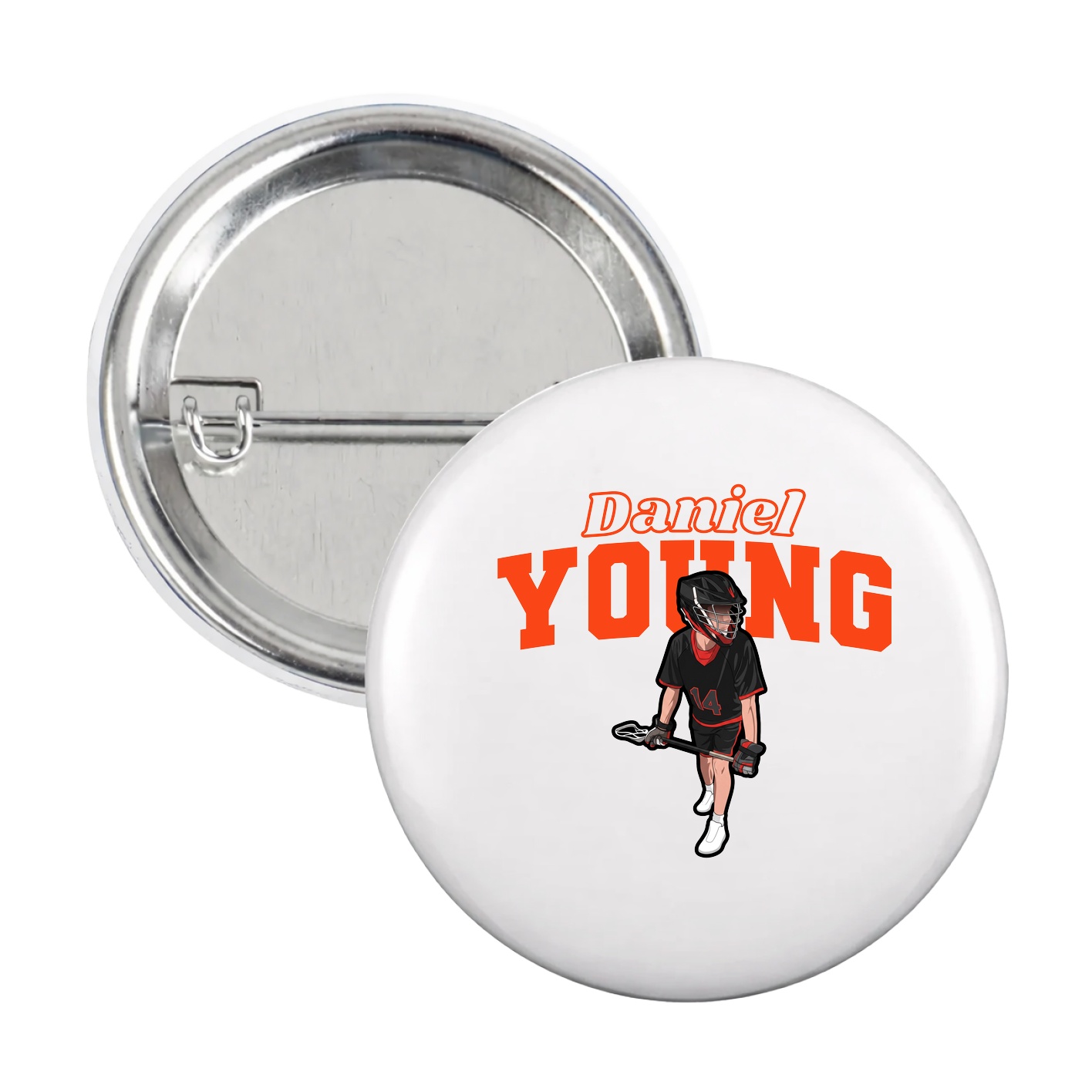 Game Day Button — Name Arch in White