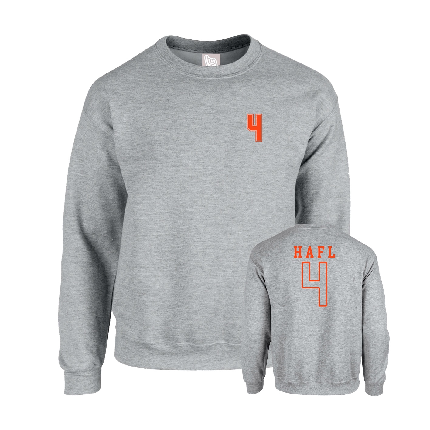 Fleece Crew — Chest Back in Grey