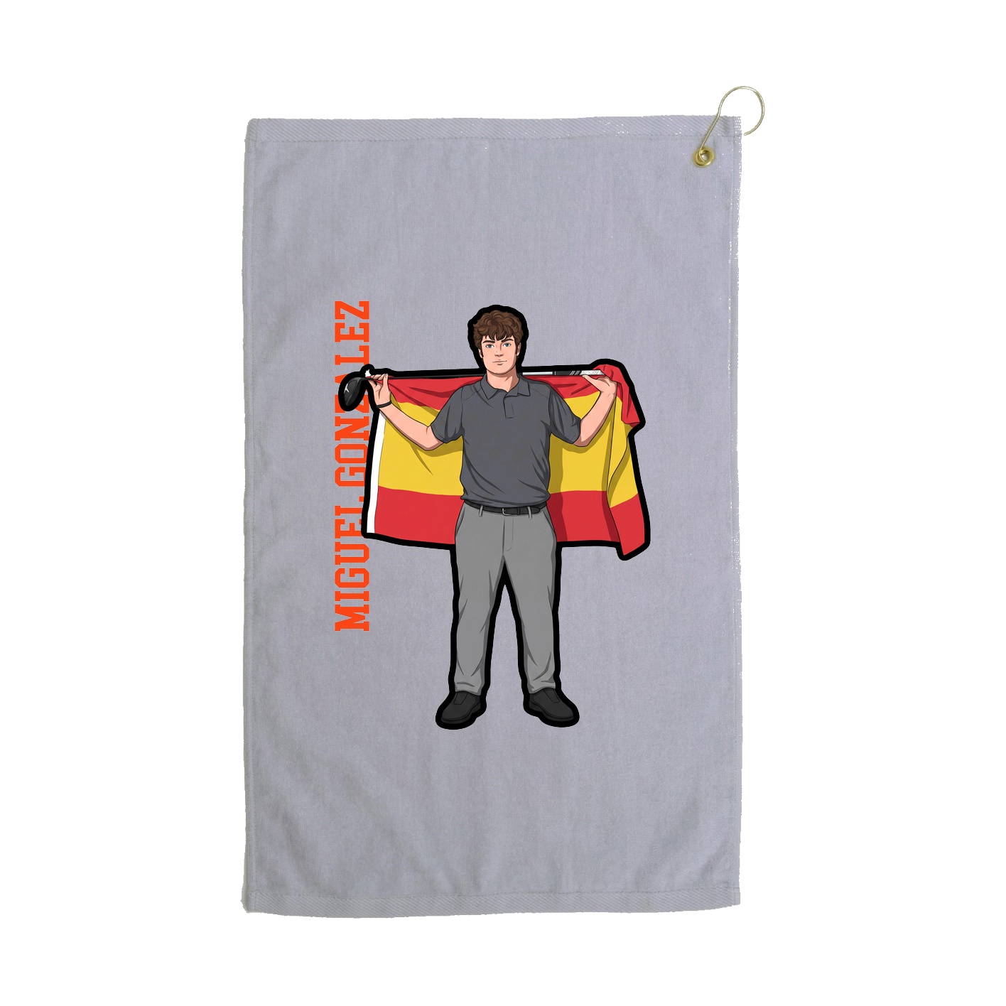 Golf Towel — Name Vertical in Grey