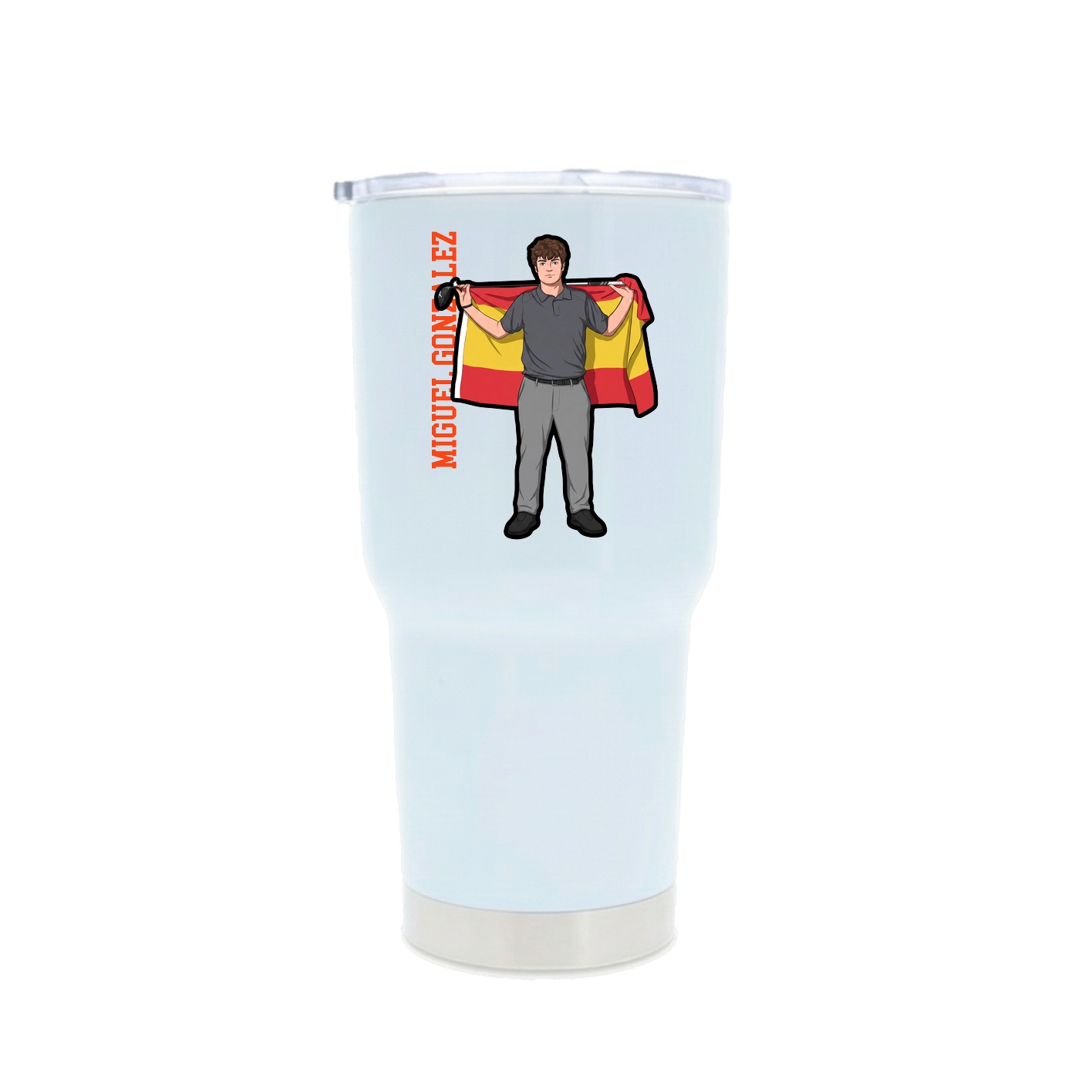 30oz Stainless Steel Tumbler — Name Vertical in White