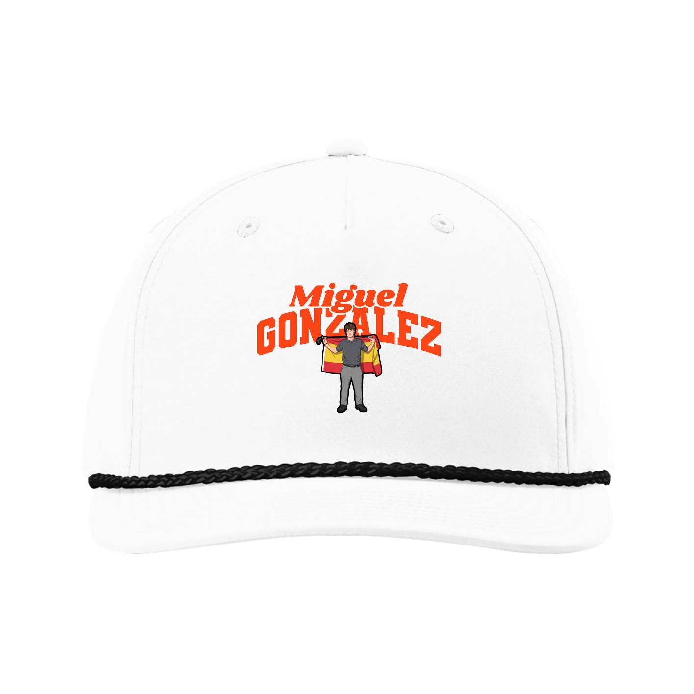 Five-Panel Classic Rope Cap — Signature Arch in White