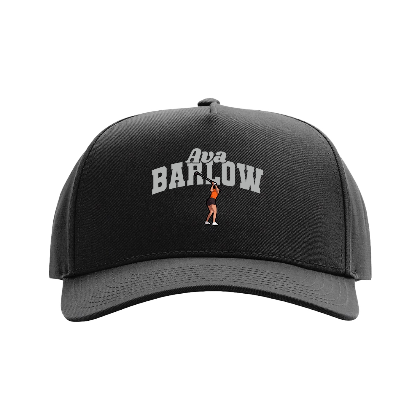 Full Fabric Five-Panel Champ Cap — Signature Arch in Black