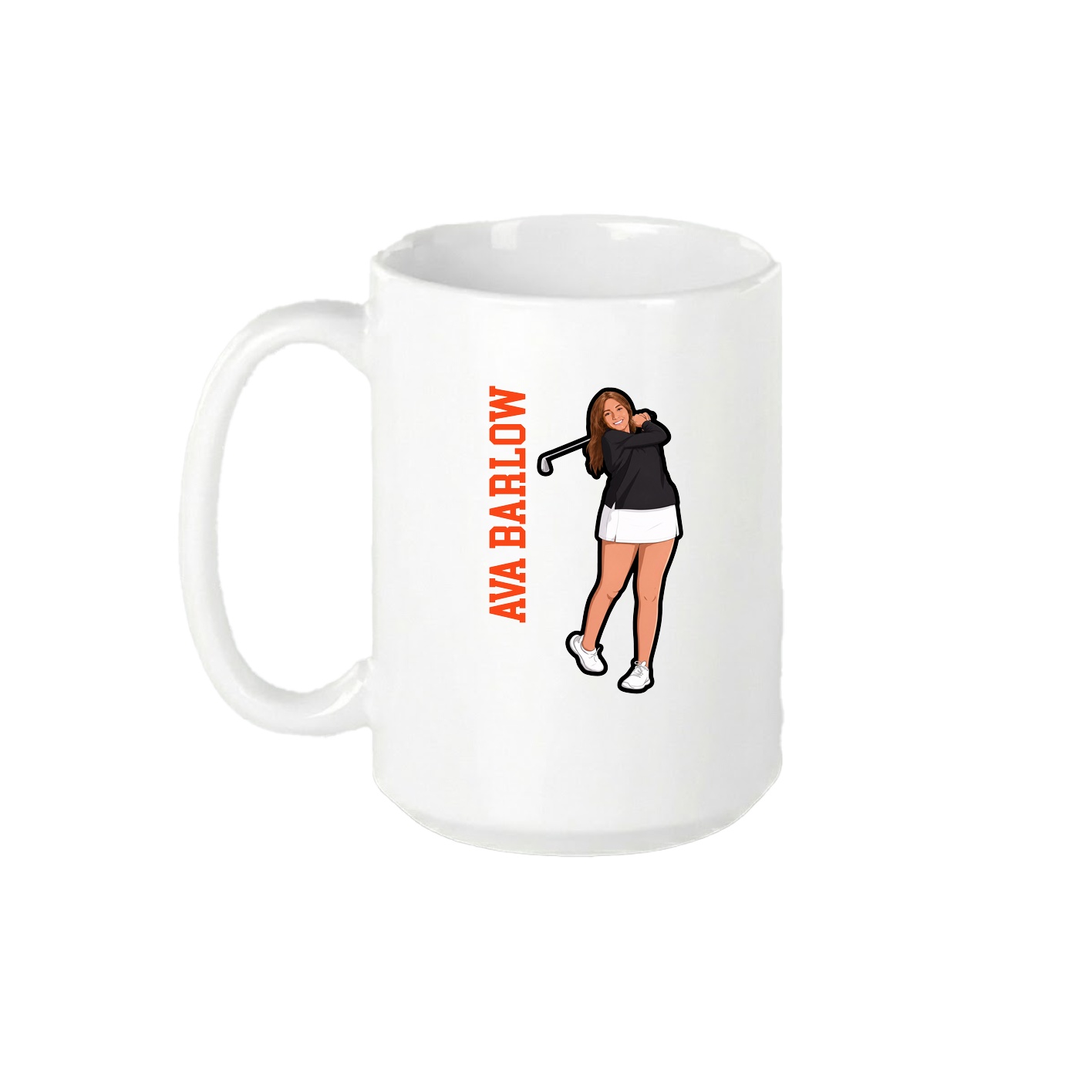 15oz Coffee Mug — Name Vertical in White