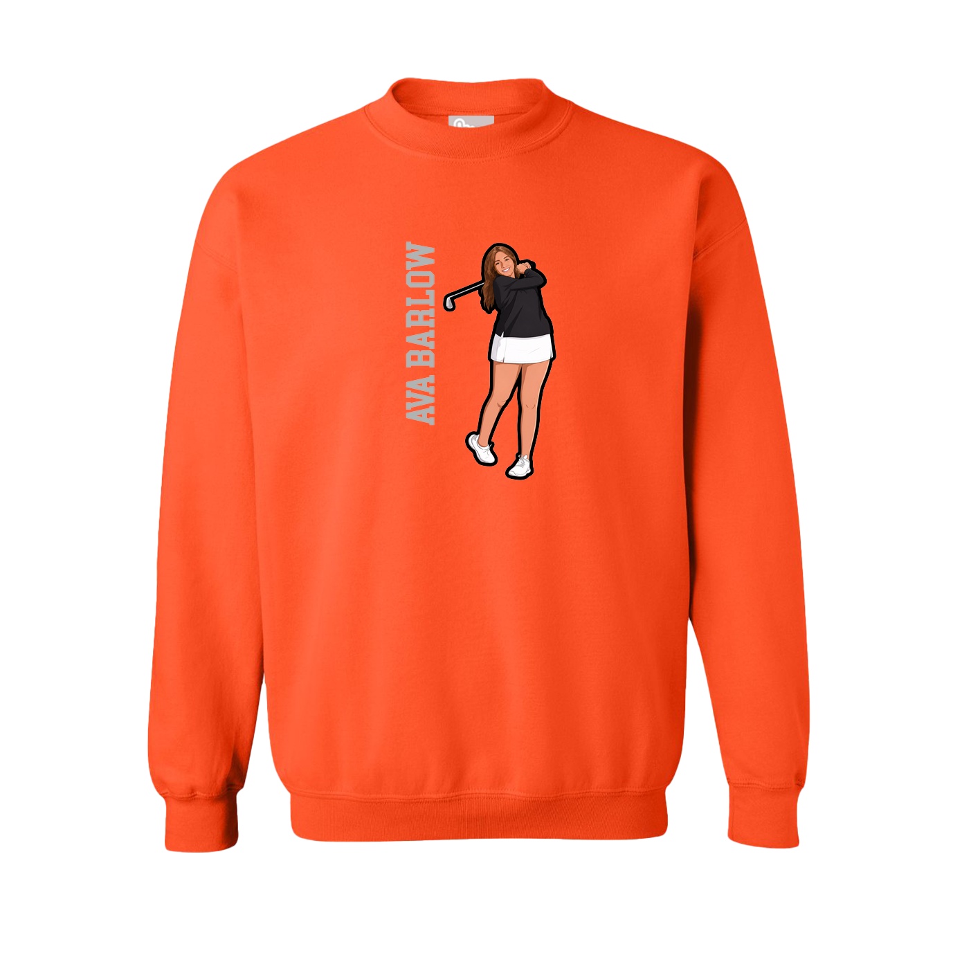 Fleece Crew — Name Vertical in Orange