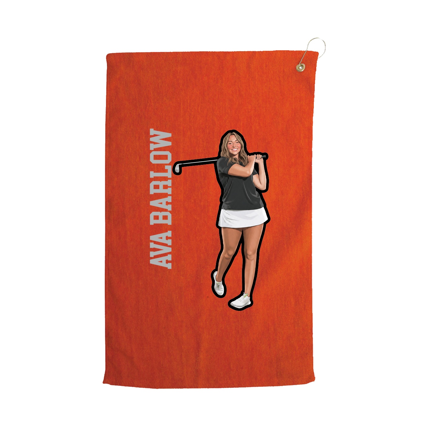 Golf Towel — Name Vertical in Orange