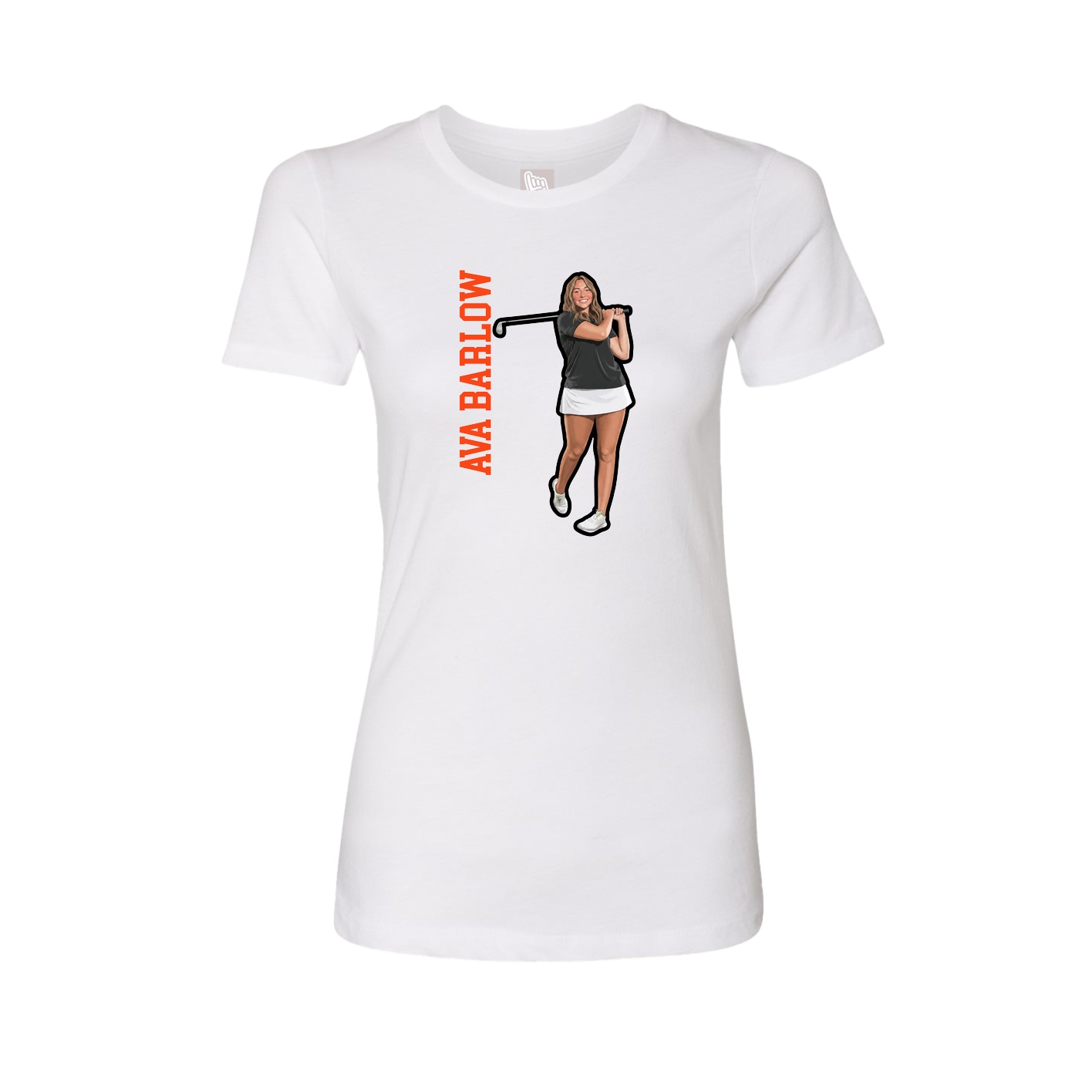 Fitted Women's Tee — Name Vertical in White