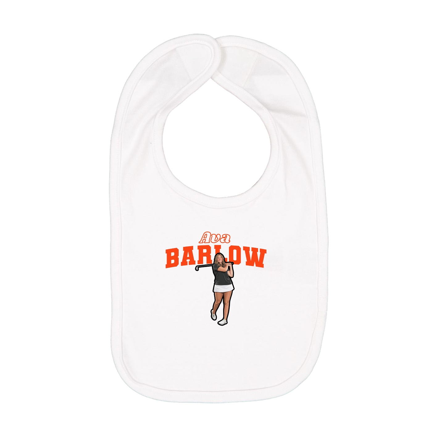 Infant Bib — Name Arch in White