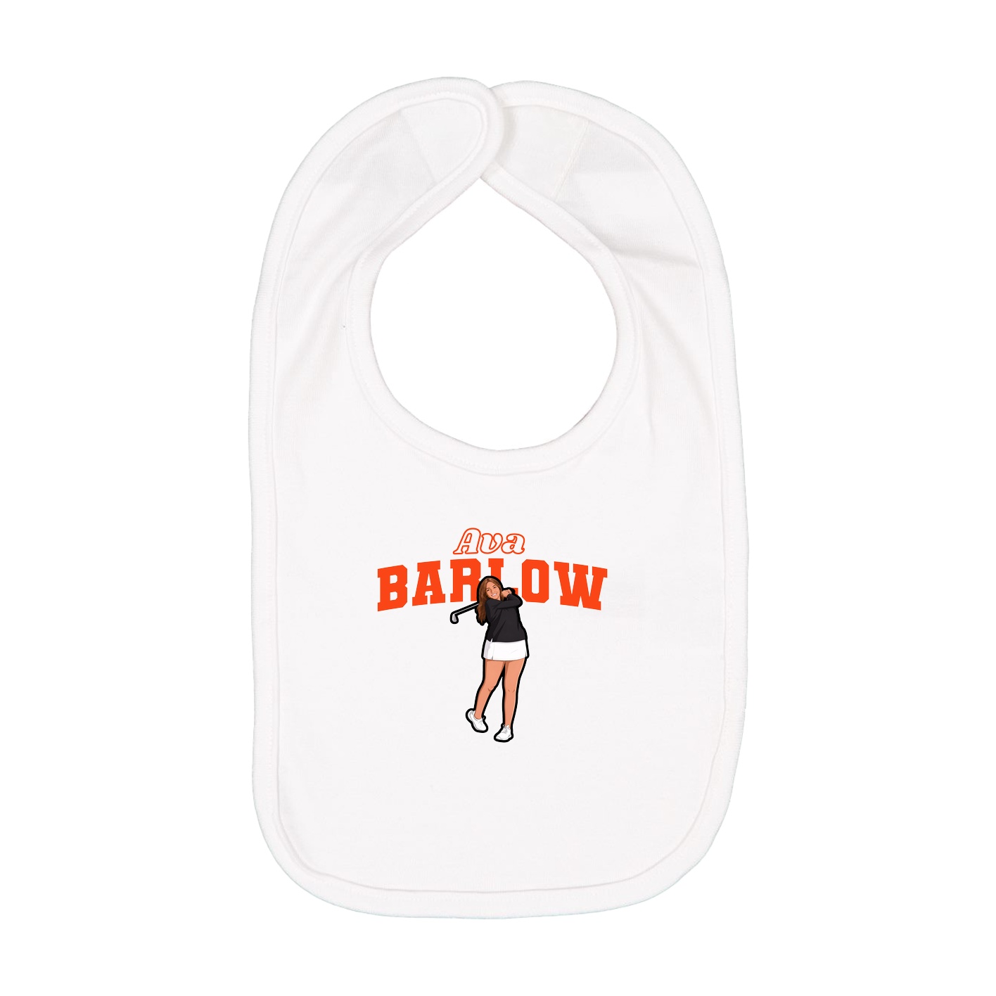 Infant Bib — Name Arch in White