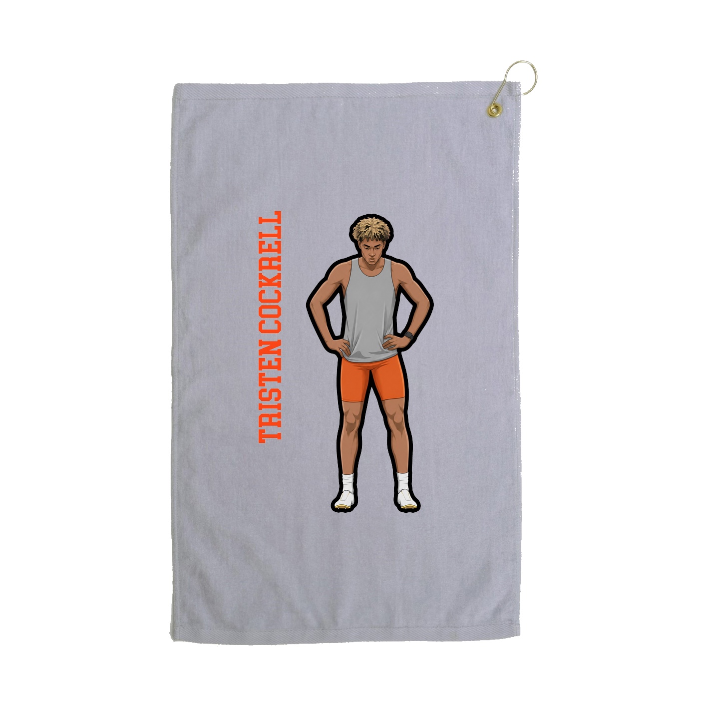 Golf Towel — Name Vertical in Grey