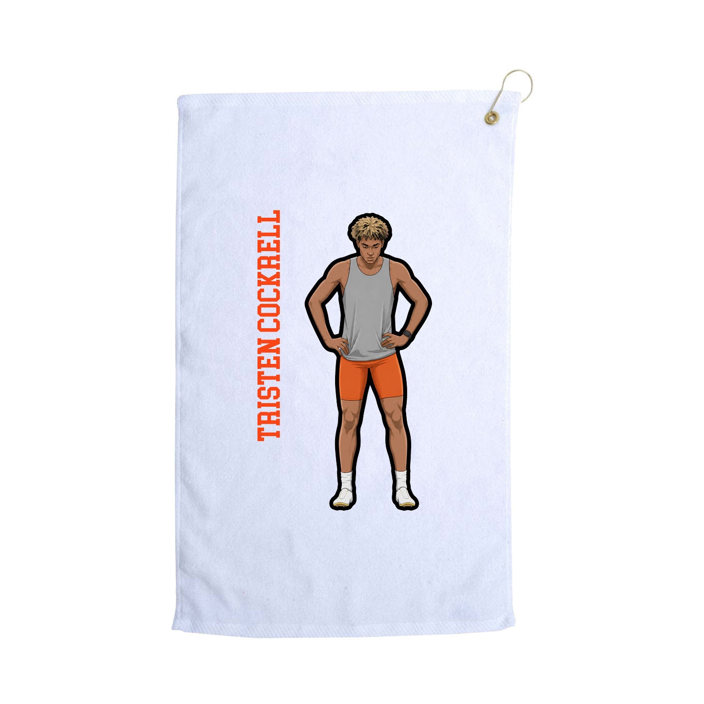Golf Towel — Name Vertical in White