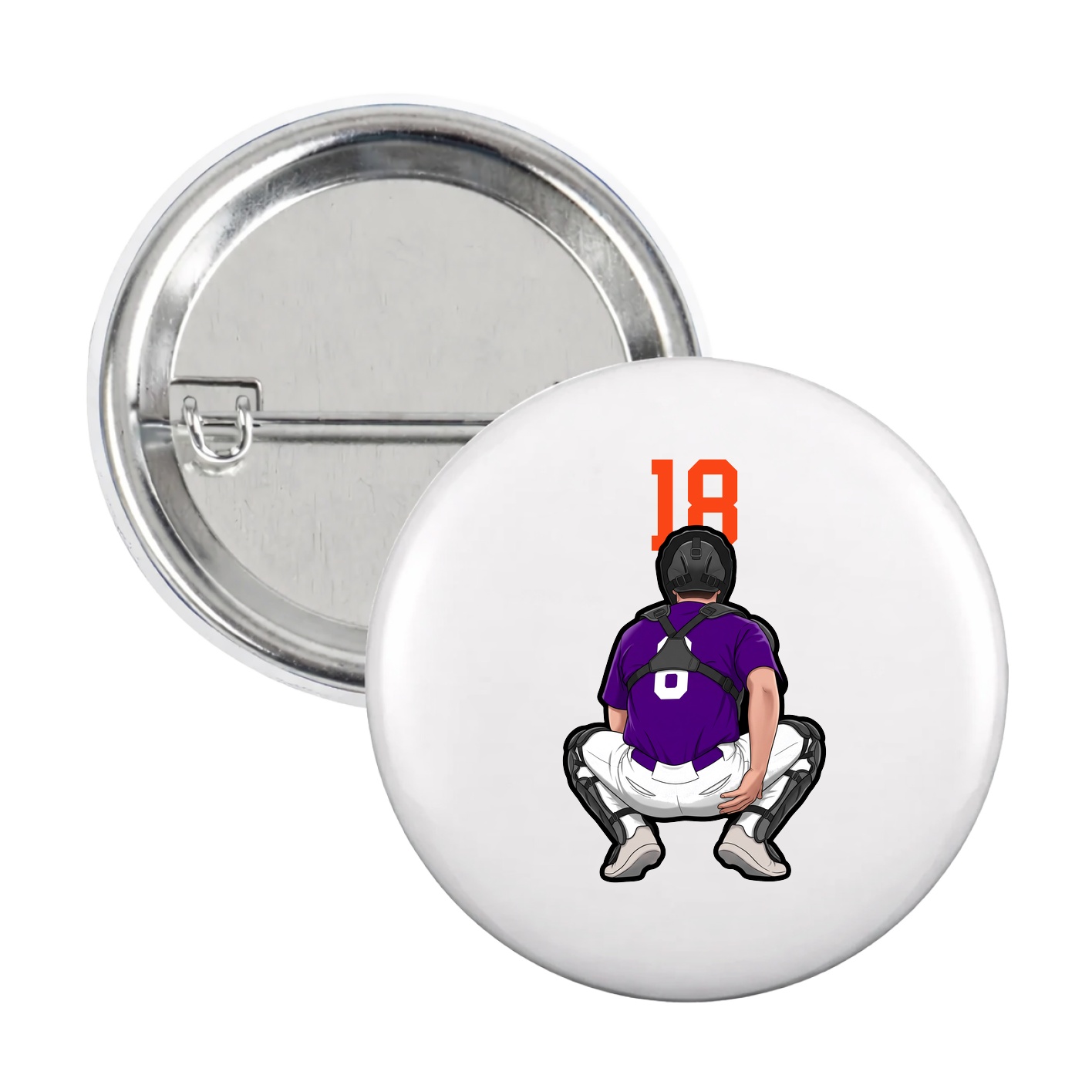 Game Day Button — Number Top in White