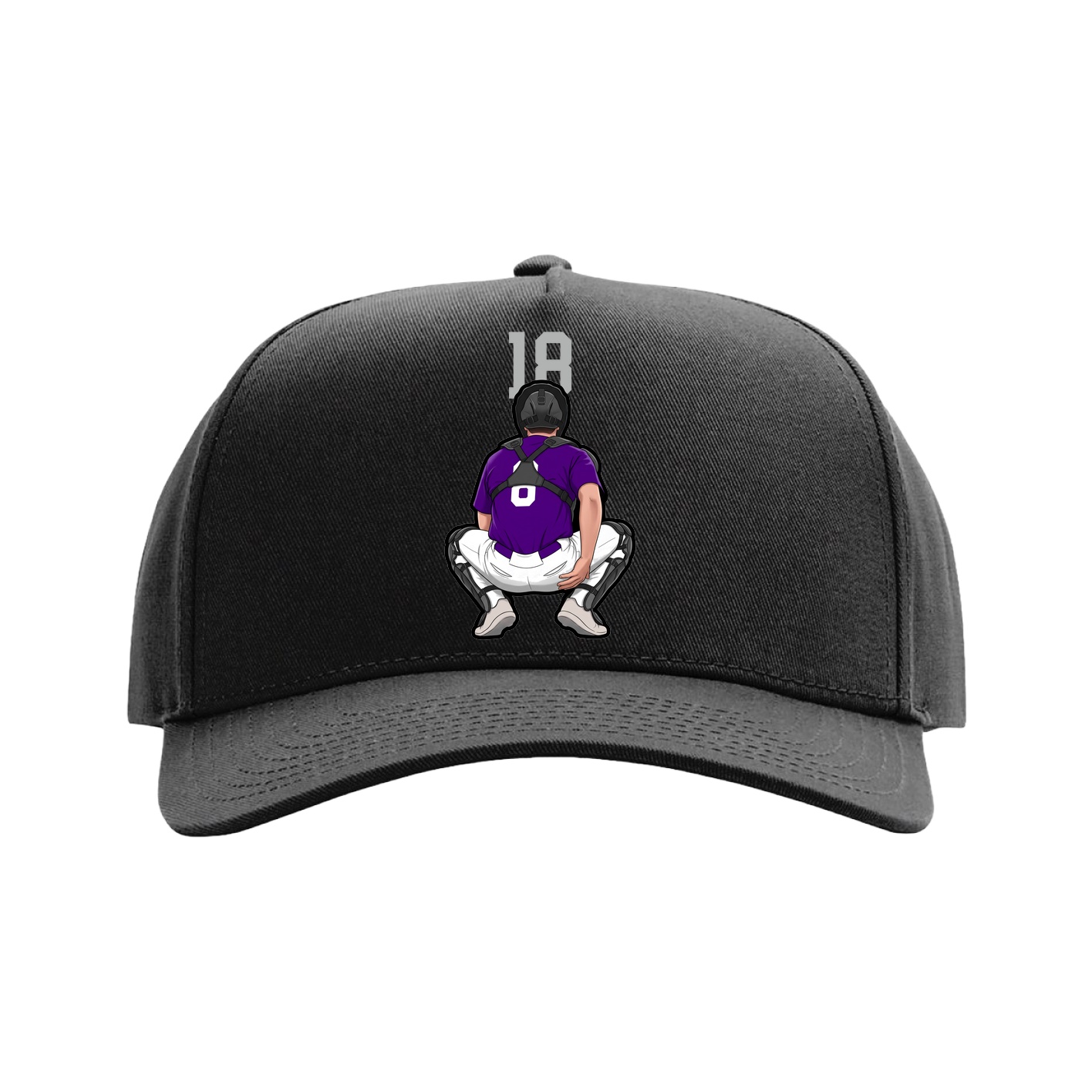Full Fabric Five-Panel Champ Cap — Number Top in Black