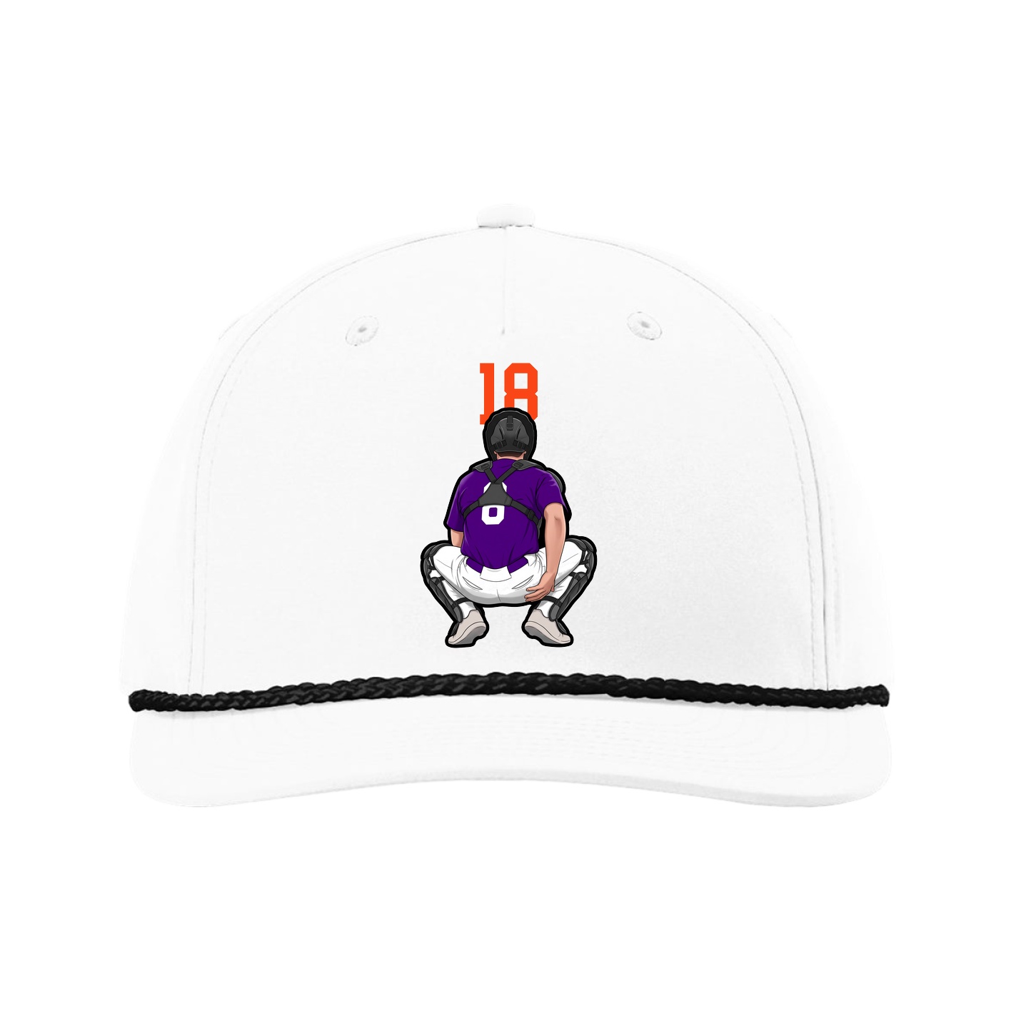 Five-Panel Classic Rope Cap — Number Top in White
