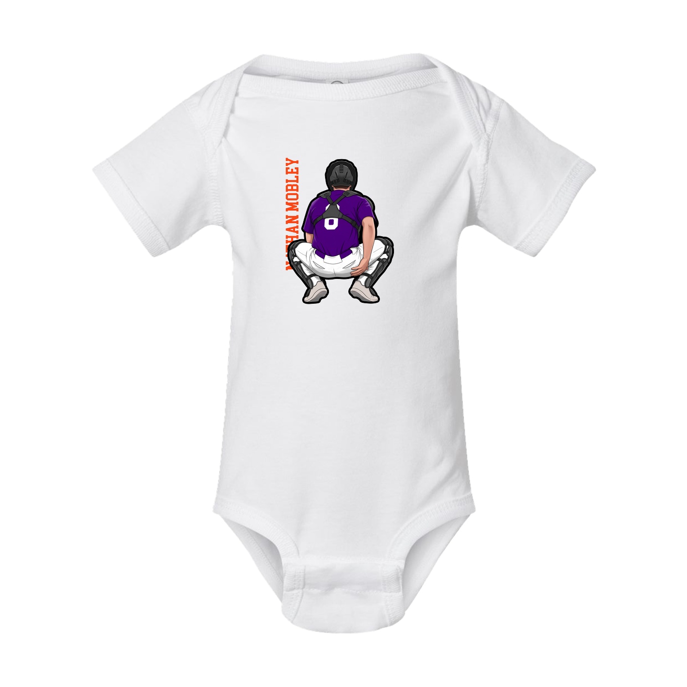 Baby Onesie — Name Vertical in White