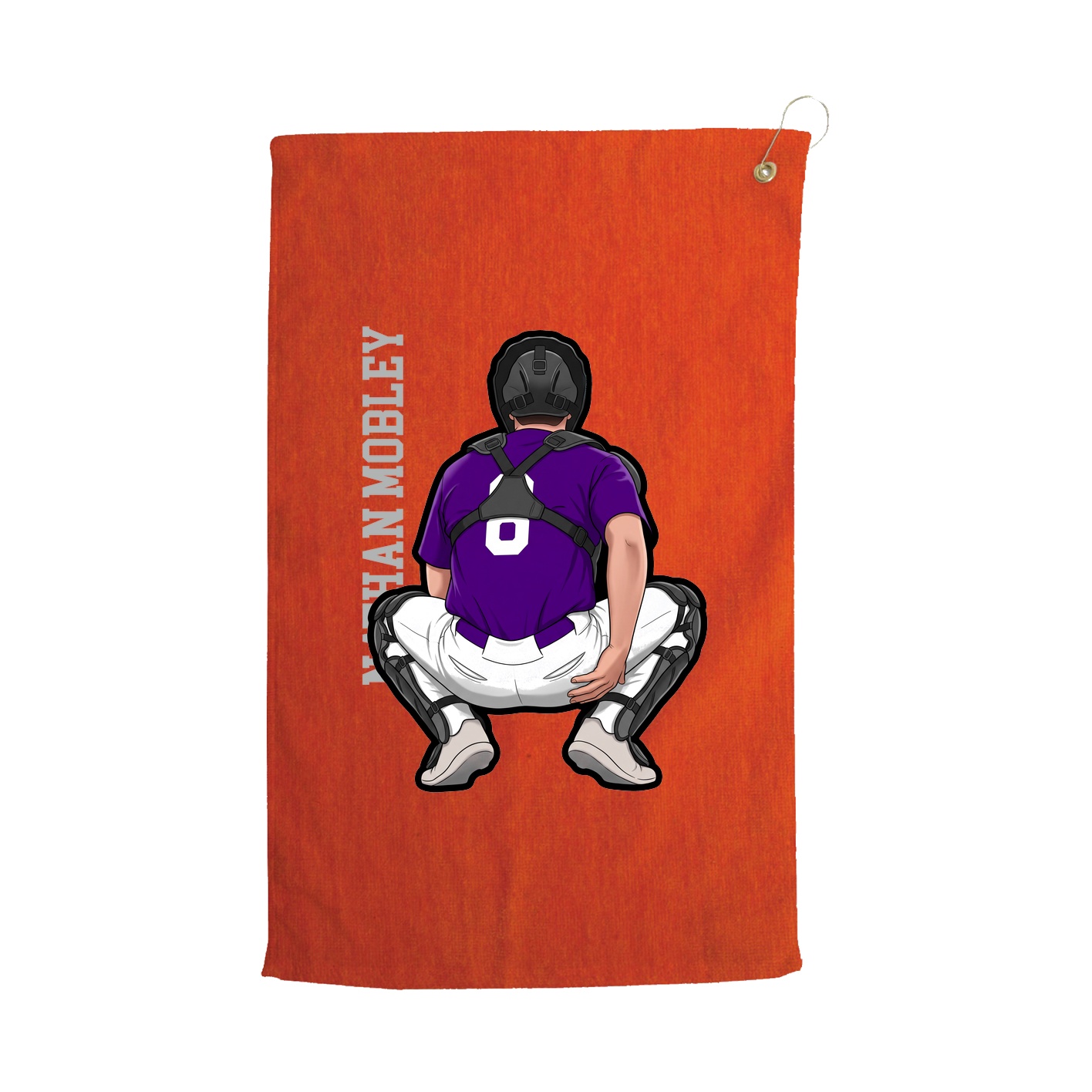 Golf Towel — Name Vertical in Orange