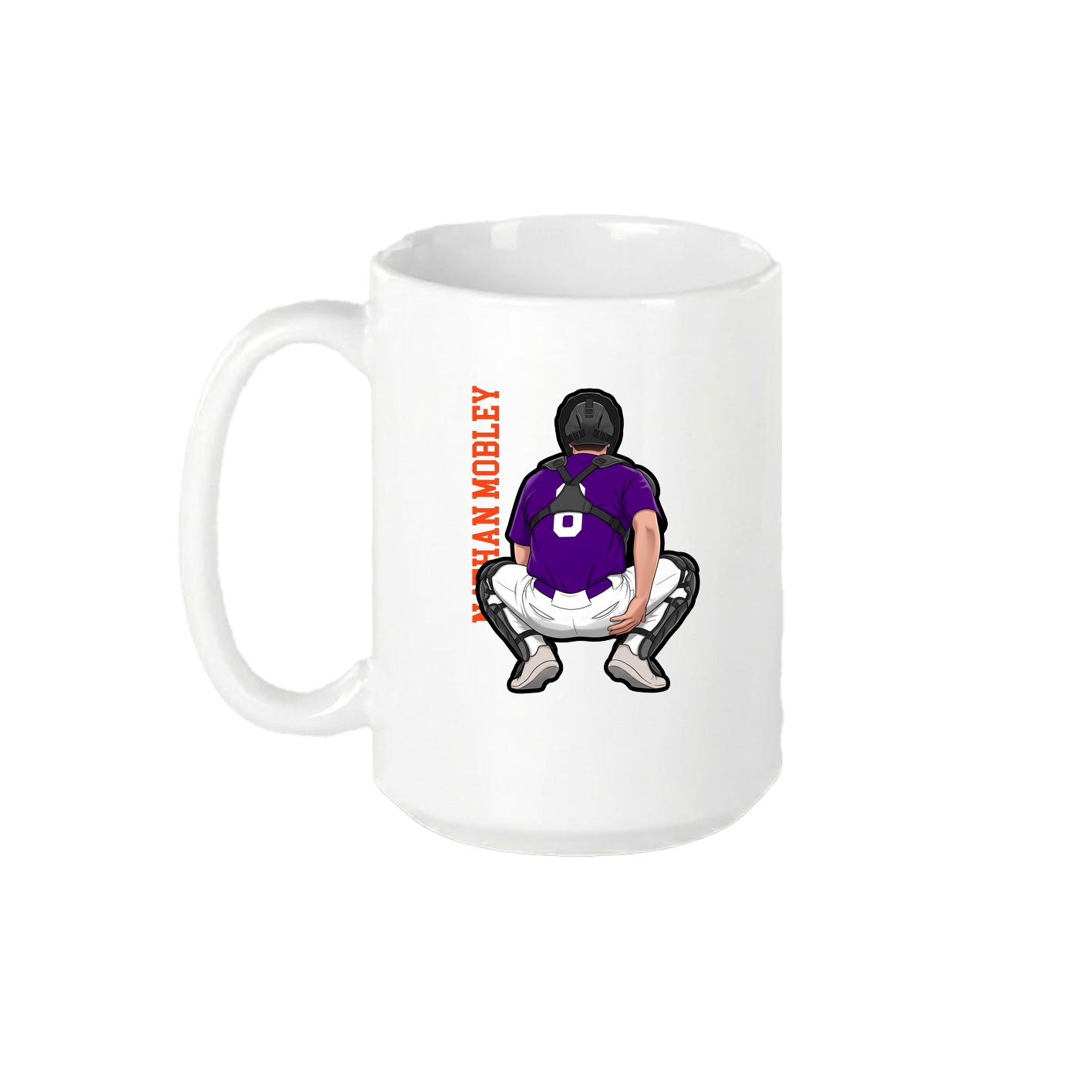 15oz Coffee Mug — Name Vertical in White