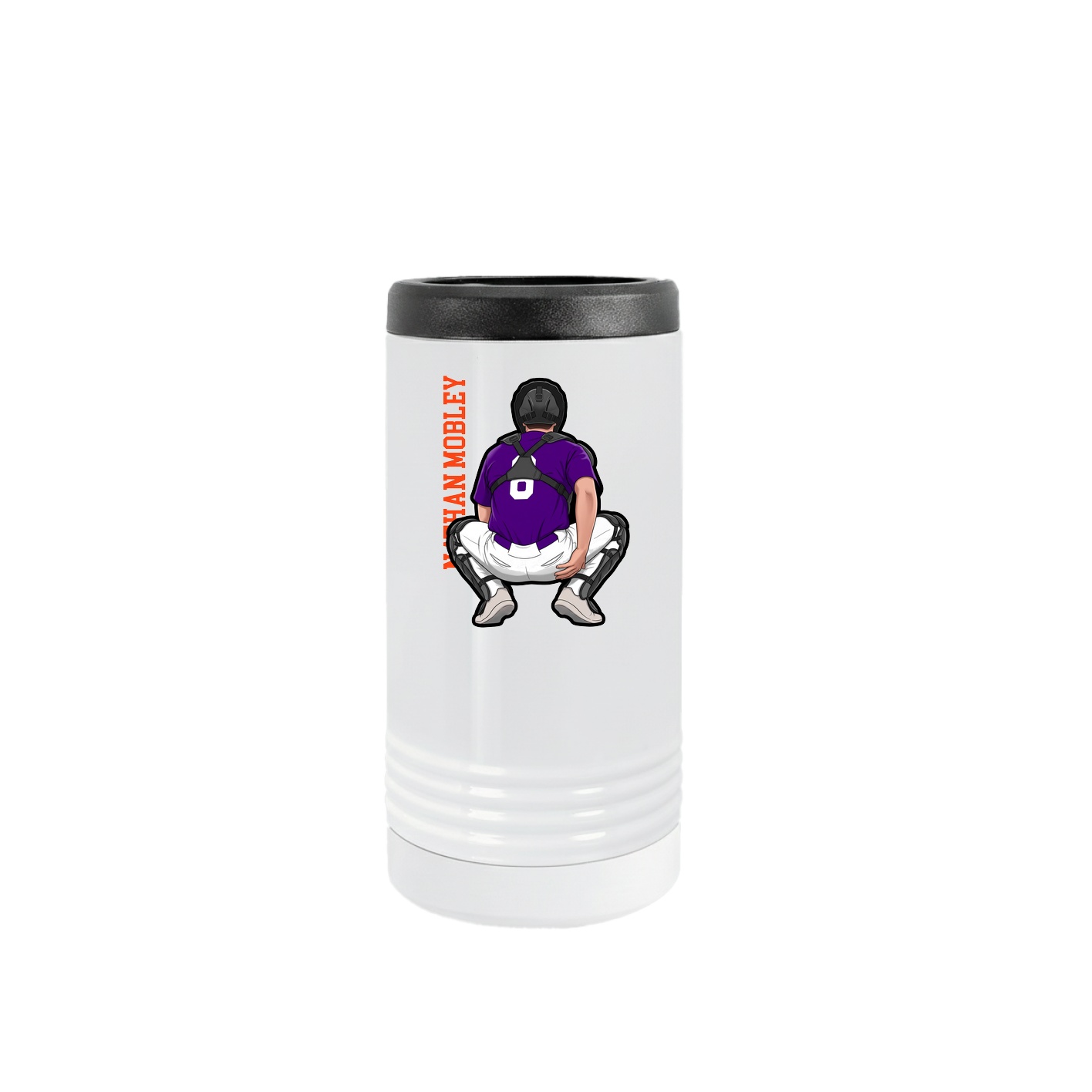 Slim Beverage Holder — Name Vertical in White