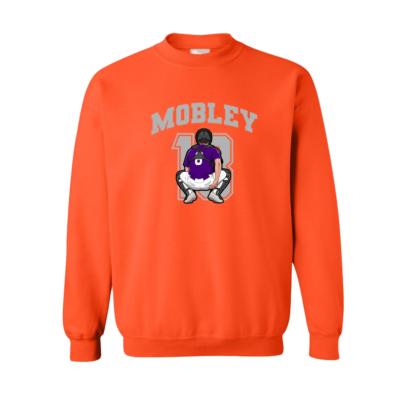 Fleece Crew — Number in Orange