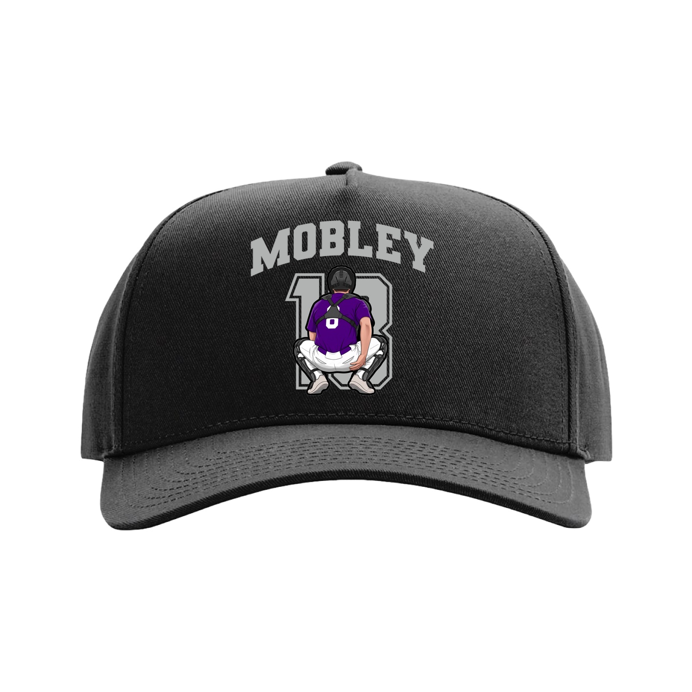Full Fabric Five-Panel Champ Cap — Number in Black