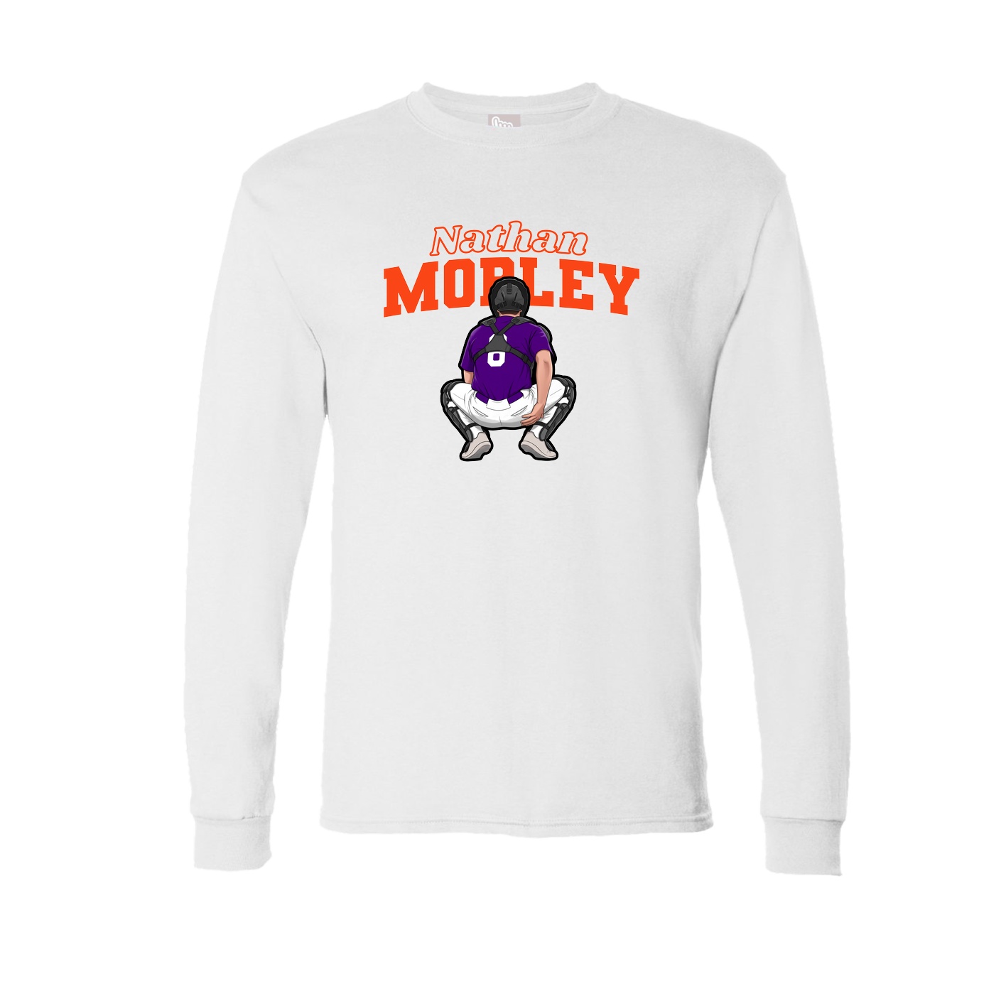 Long Sleeve Tee — Name Arch in White