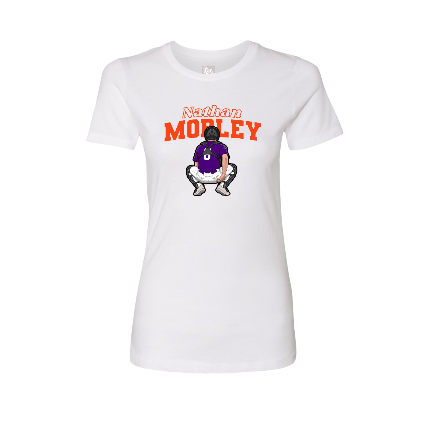Fitted Women's Tee — Name Arch in White