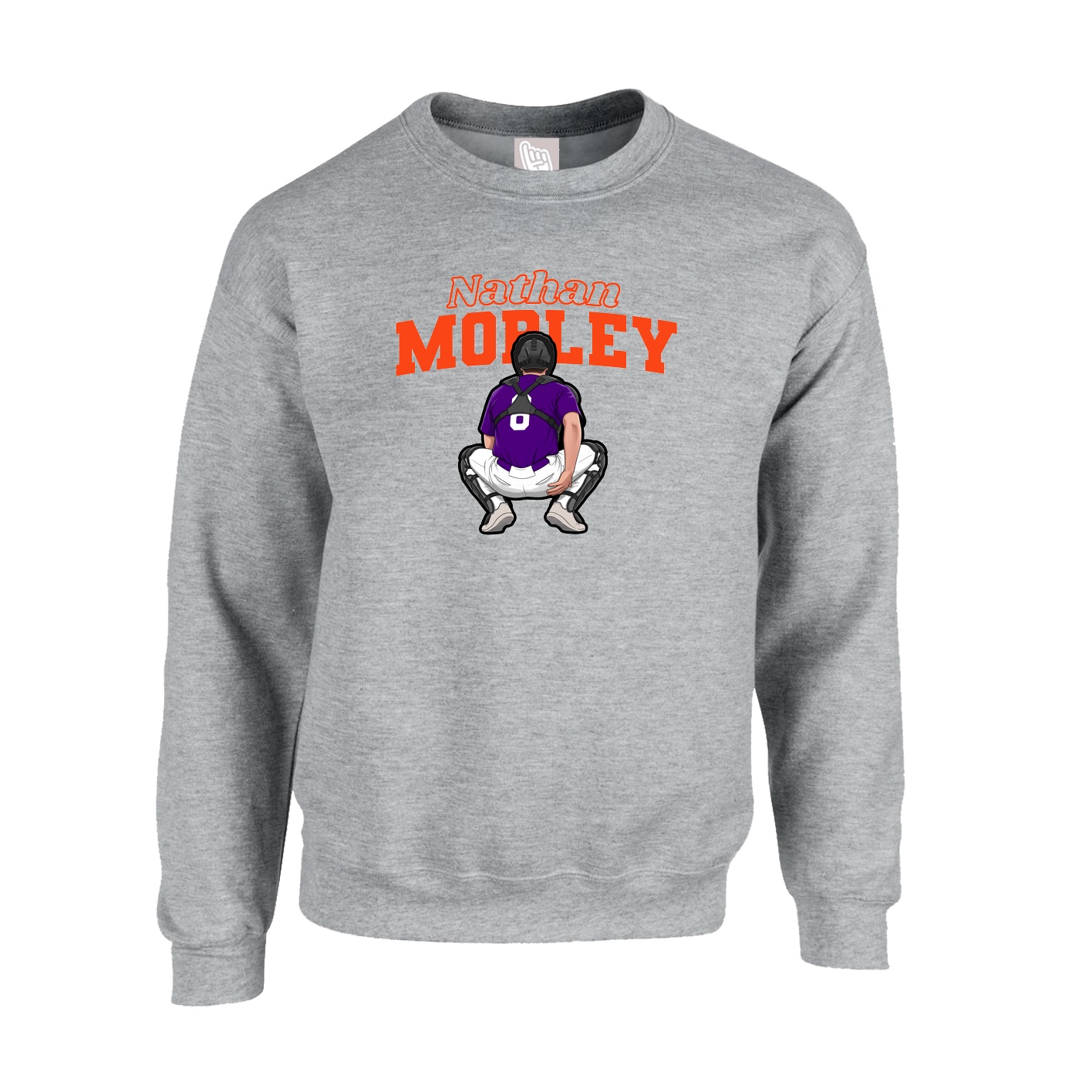 Fleece Crew — Name Arch in Grey