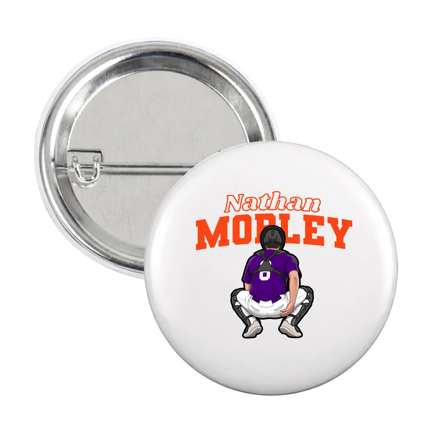 Game Day Button — Name Arch in White