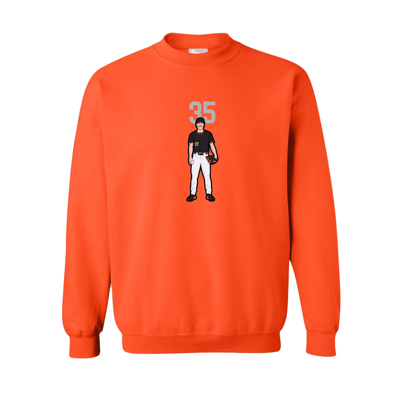 Fleece Crew — Number Top in Orange