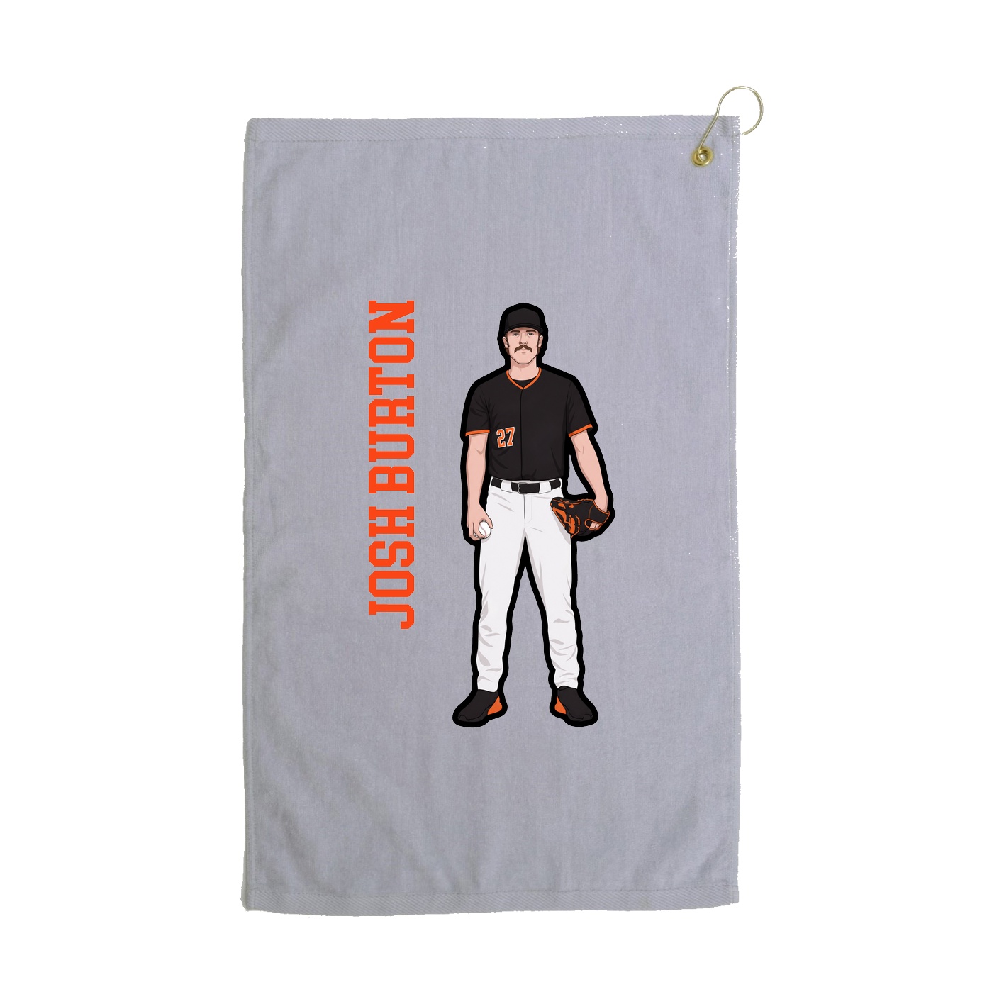 Golf Towel — Name Vertical in Grey
