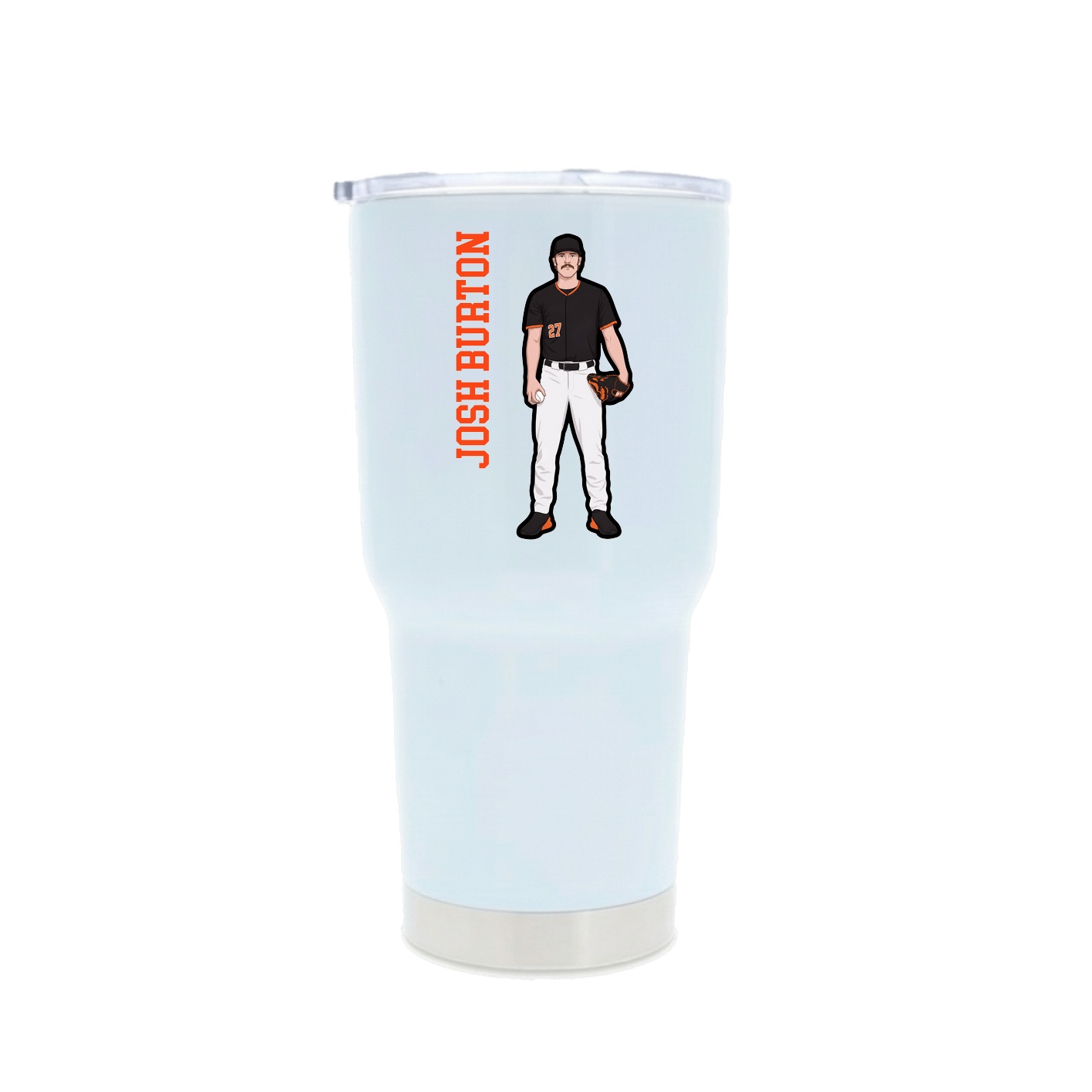 30oz Stainless Steel Tumbler — Name Vertical in White