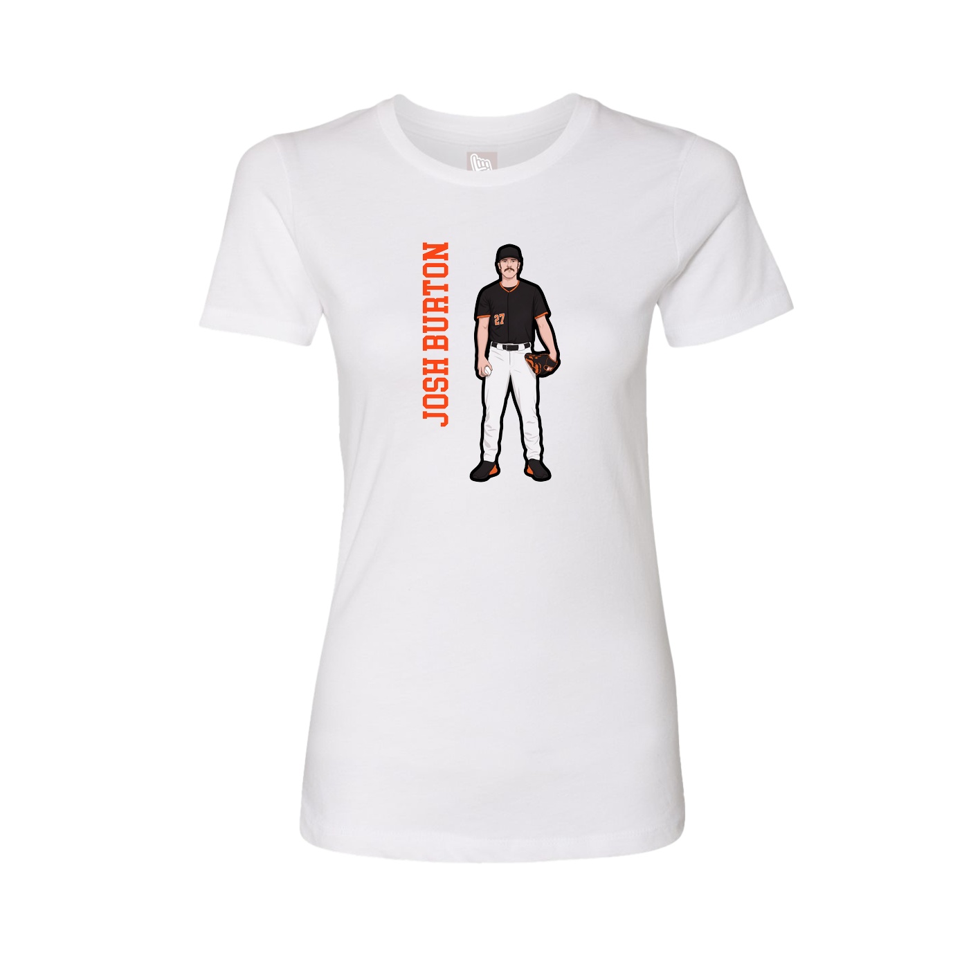 Fitted Women's Tee — Name Vertical in White