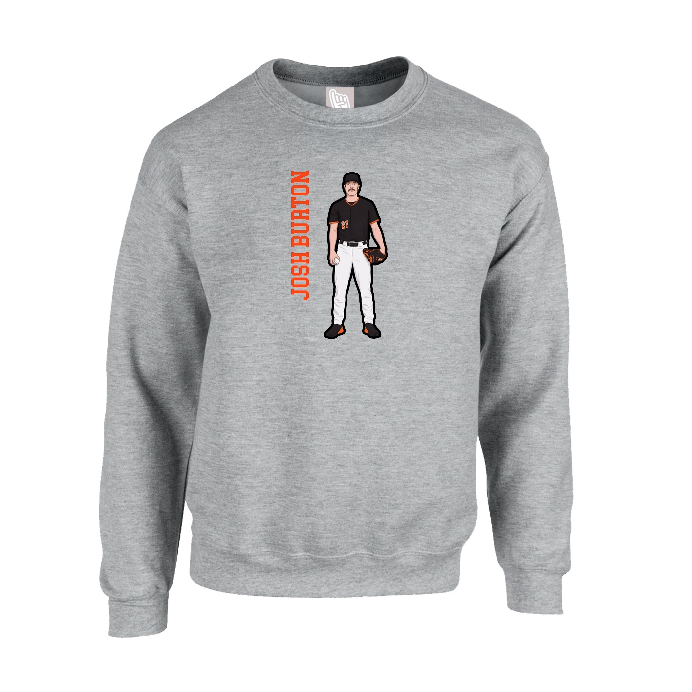 Fleece Crew — Name Vertical in Grey