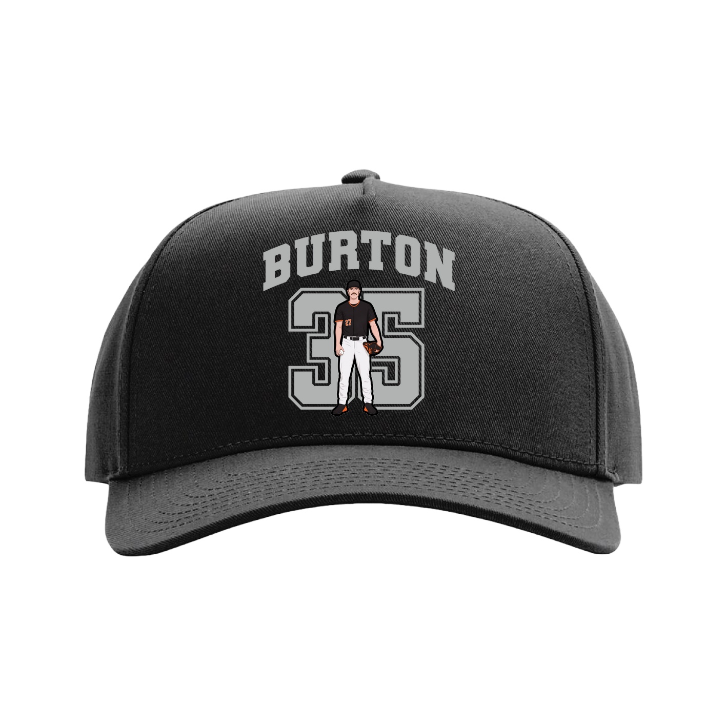 Full Fabric Five-Panel Champ Cap — Number in Black