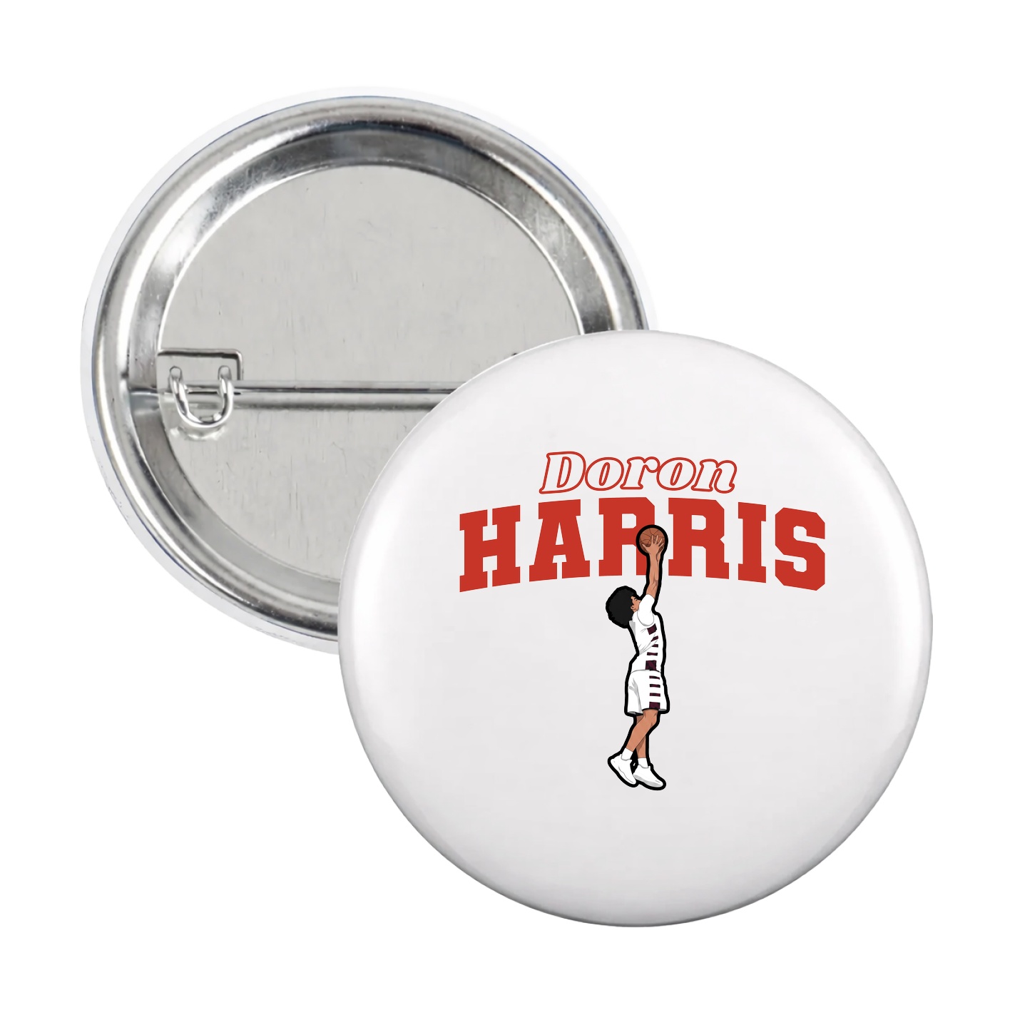Game Day Button — Name Arch in White