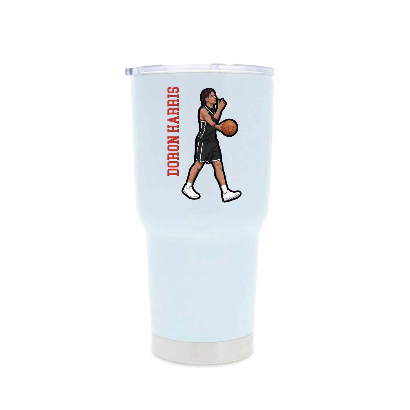 30oz Stainless Steel Tumbler — Name Vertical in White