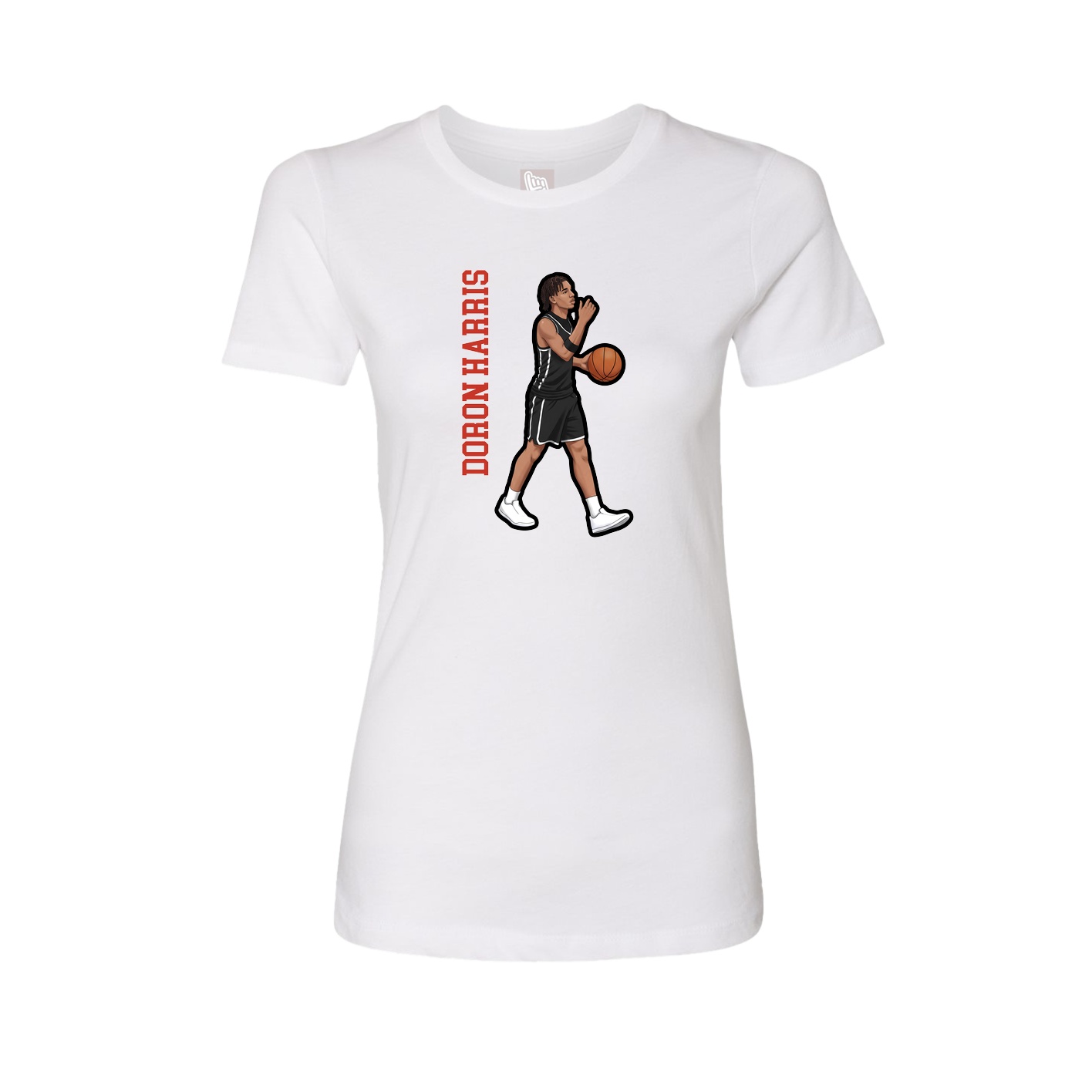 Womens Tee — Name Vertical in White