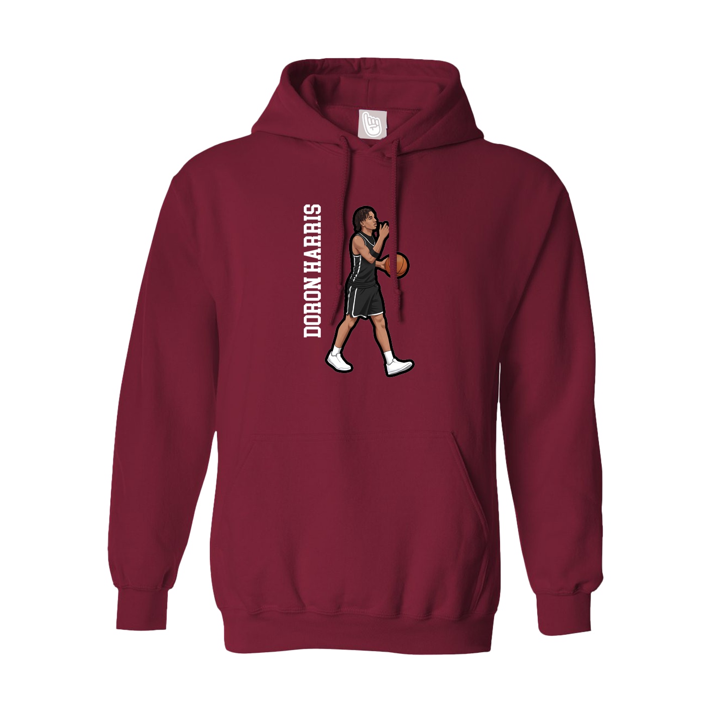 Hoodie — Name Vertical in Cardinal