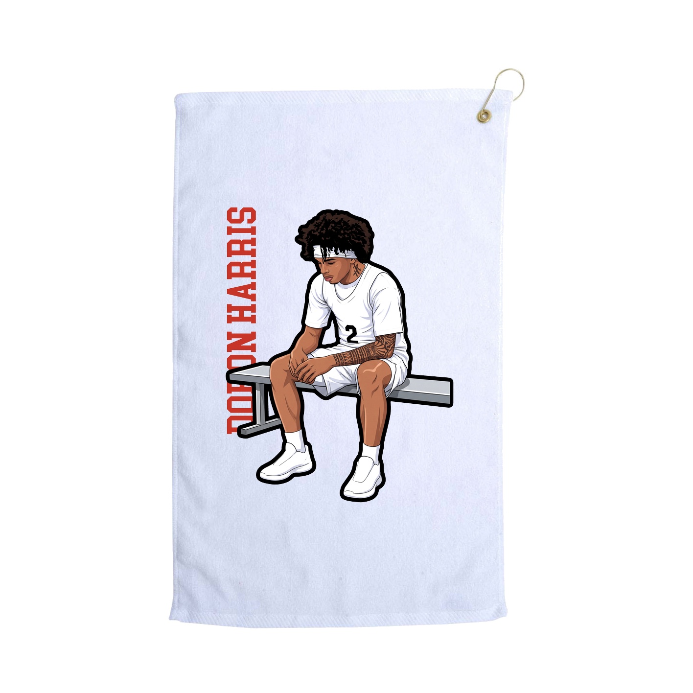Golf Towel — Name Vertical in White