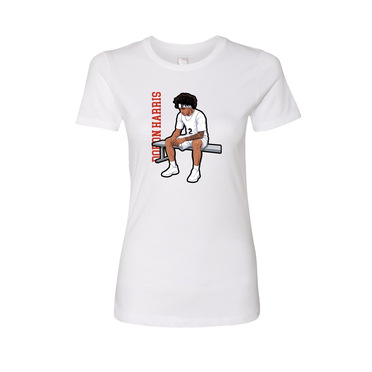 Womens Tee — Name Vertical in White