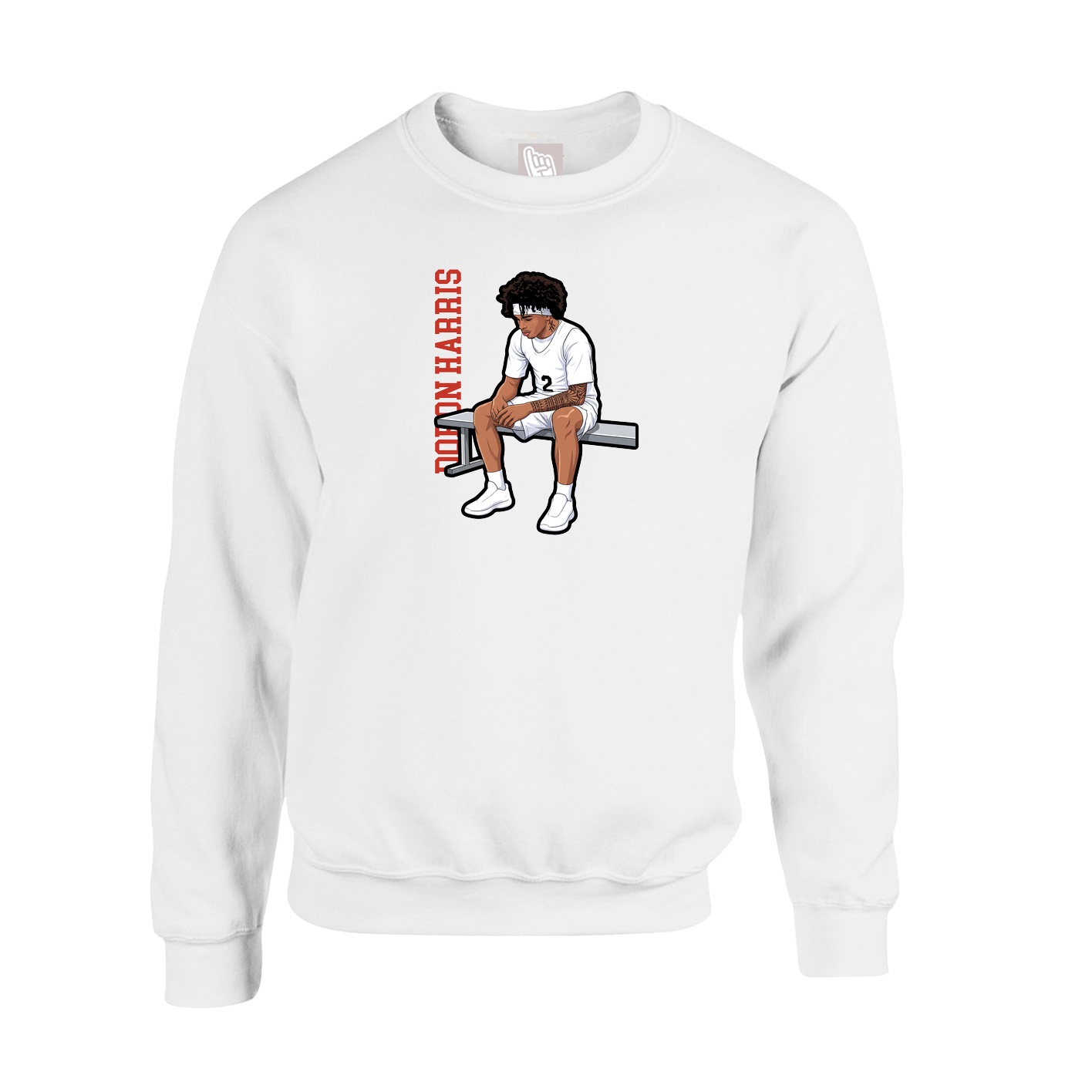Fleece Crew — Name Vertical in White